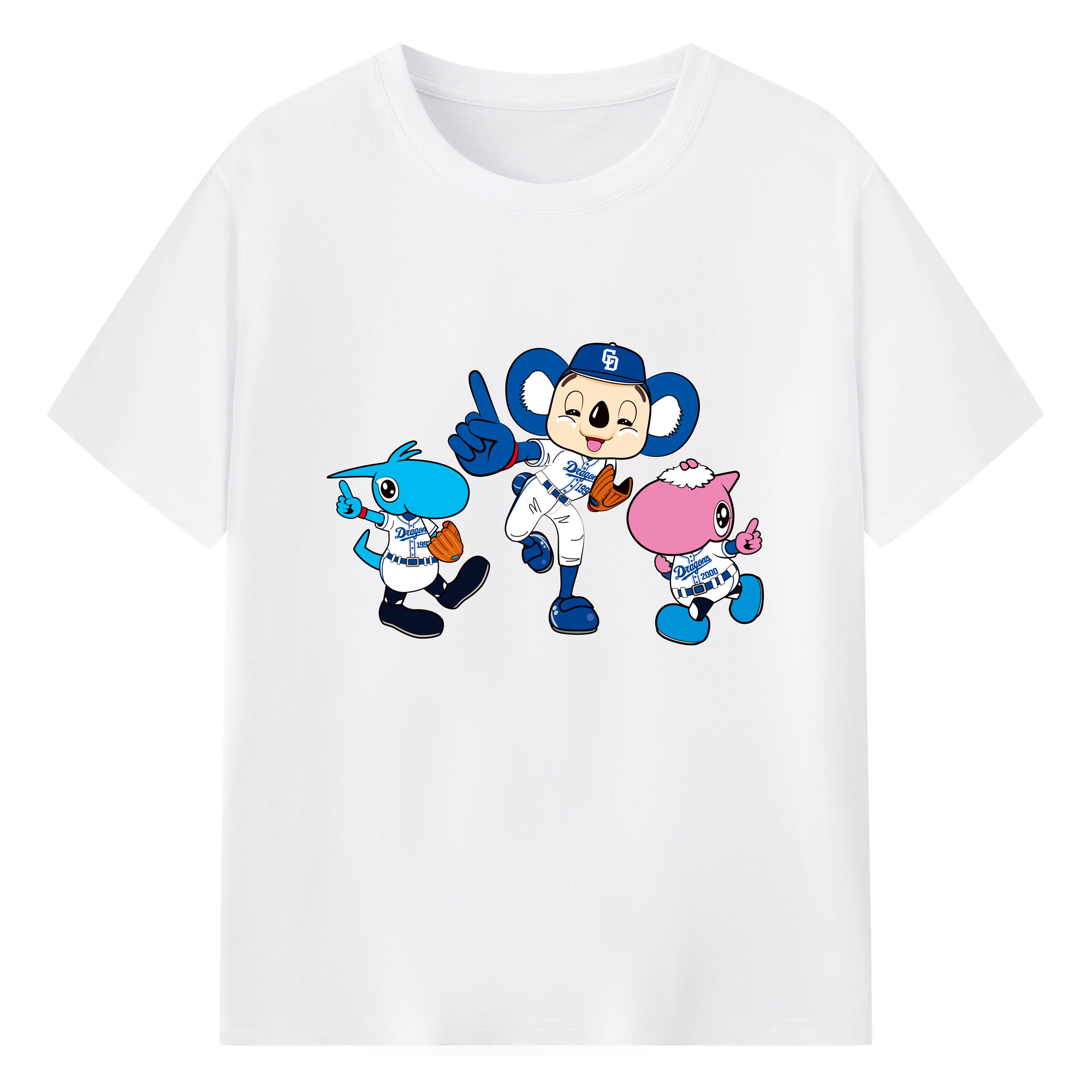 CHUNICHI DRAGONS MASCOT SHAOLON DOALA PAOLON APPLICATION Logo 1 - 綿100％ 半袖Tシャツ ・ フロントプリント ・ 快適 通気性 ・ 日常使い 散歩 スポーツ用