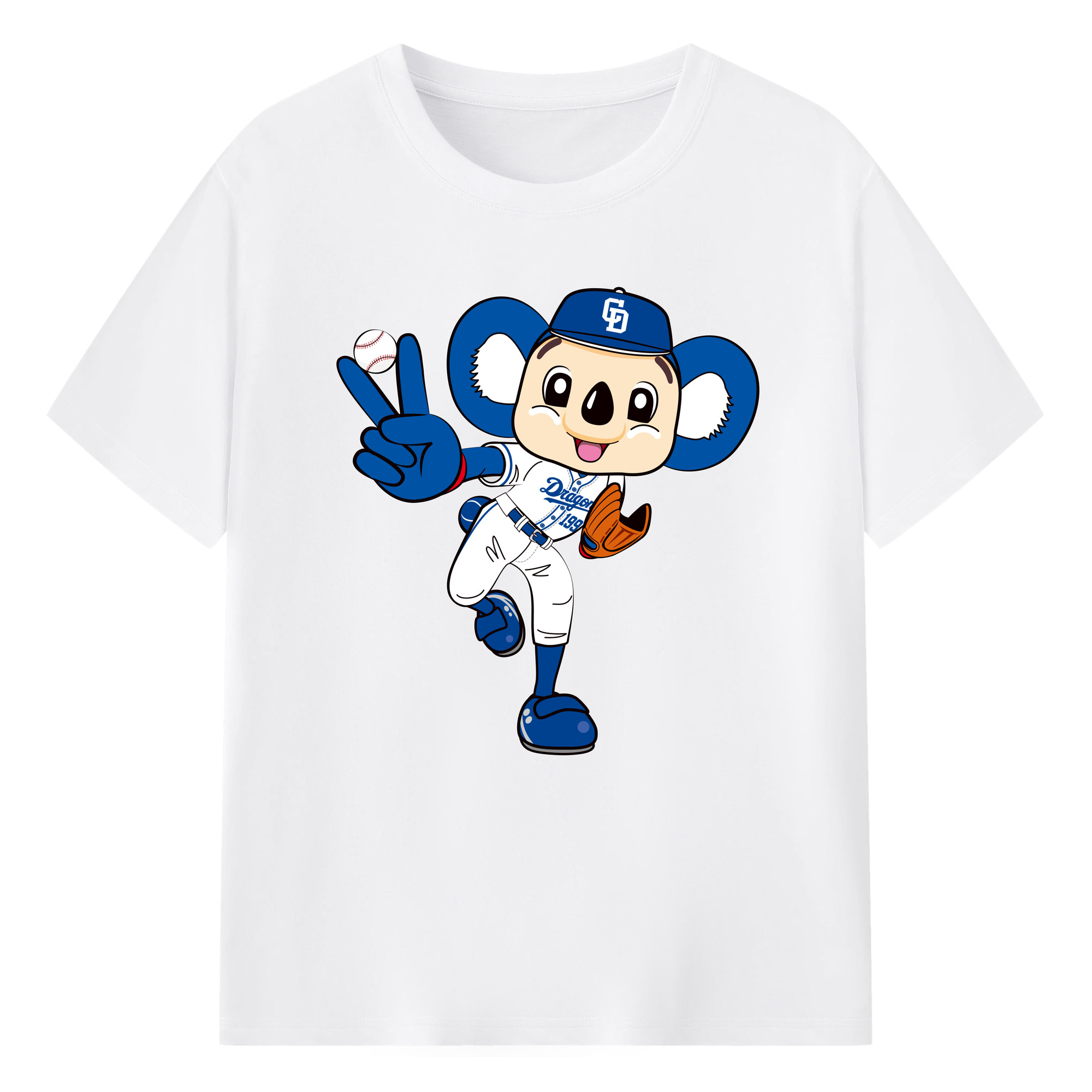 CHUNICHI DRAGONS MASCOT DOALA 2019 HOME UNIFORM APPLICATION VICTORY BALL Logo - 綿100％ 半袖Tシャツ ・ フロントプリント ・ 快適 通気性 ・ 日常使い 散歩 スポーツ用