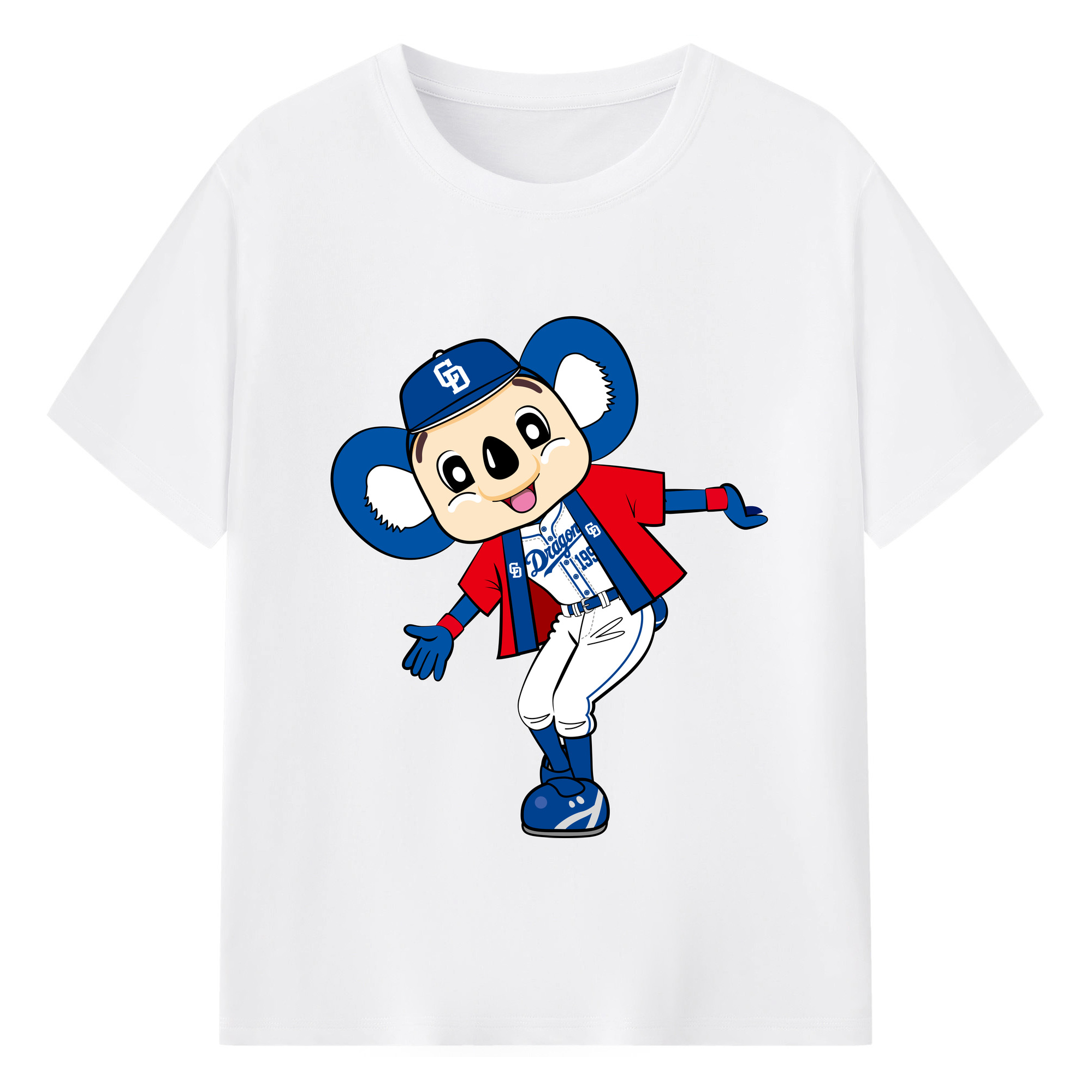 CHUNICHI DRAGONS MASCOT DOALA 2019 HOME UNIFORM APPLICATION HAORI WELCOME Logo - 綿100％ 半袖Tシャツ ・ フロントプリント ・ 快適 通気性 ・ 日常使い 散歩 スポーツ用
