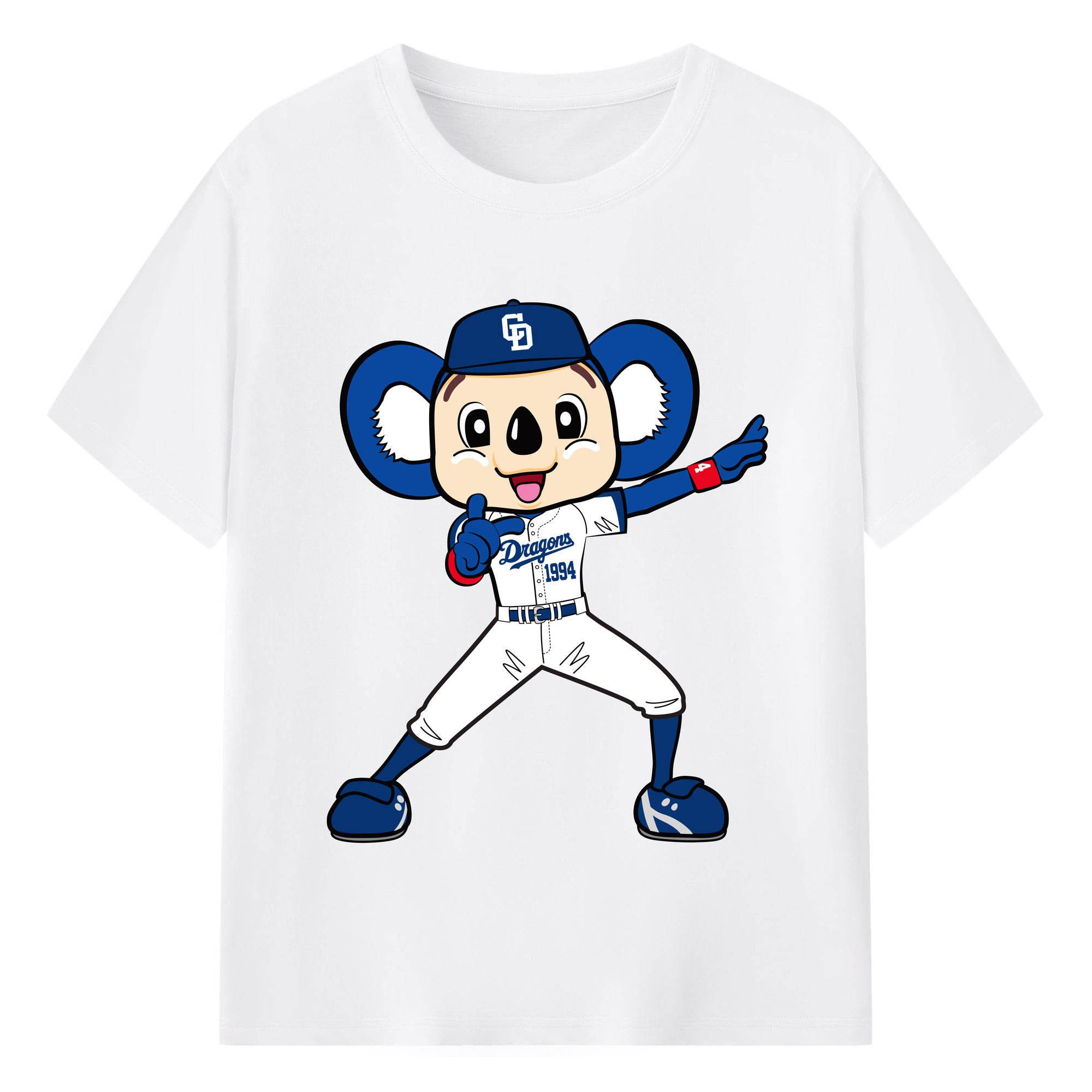 CHUNICHI DRAGONS MASCOT DOALA Logo - 綿100％ 半袖Tシャツ ・ フロントプリント ・ 快適 通気性 ・ 日常使い 散歩 スポーツ用
