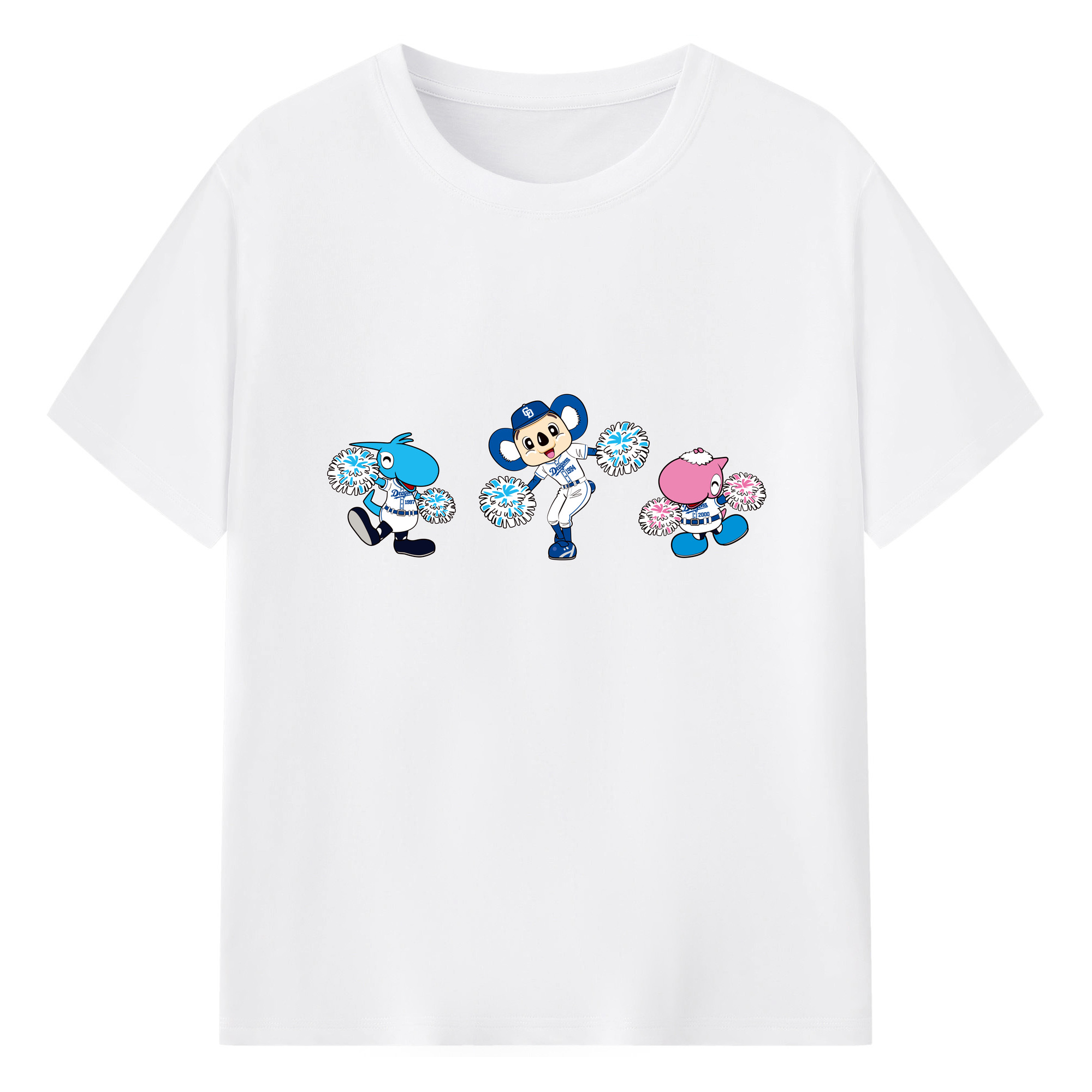 CHUNICHI DRAGONS MASCOT SHAOLON DOALA PAOLON APPLICATION JOINT CHEERING Logo - 綿100％ 半袖Tシャツ ・ フロントプリント ・ 快適 通気性 ・ 日常使い 散歩 スポーツ用