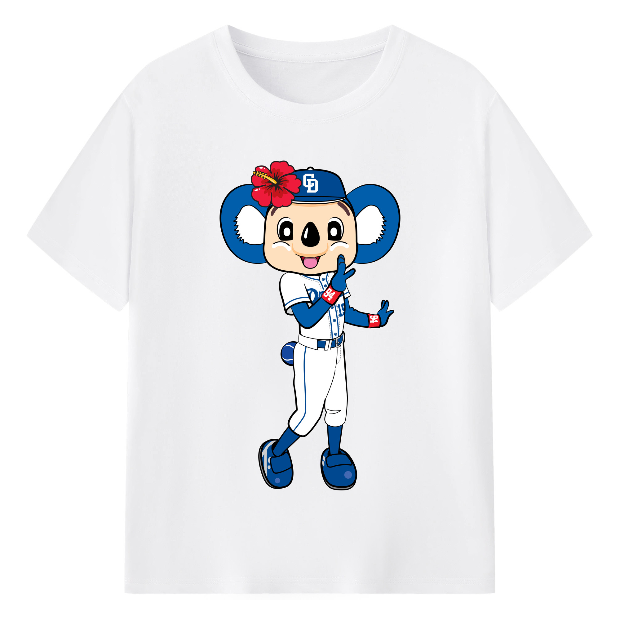 CHUNICHI DRAGONS MASCOT DOALA HOME UNIFORM 2018 APPLICATION WHISPER FLOWER Logo - 綿100％ 半袖Tシャツ ・ フロントプリント ・ 快適 通気性 ・ 日常使い 散歩 スポーツ用