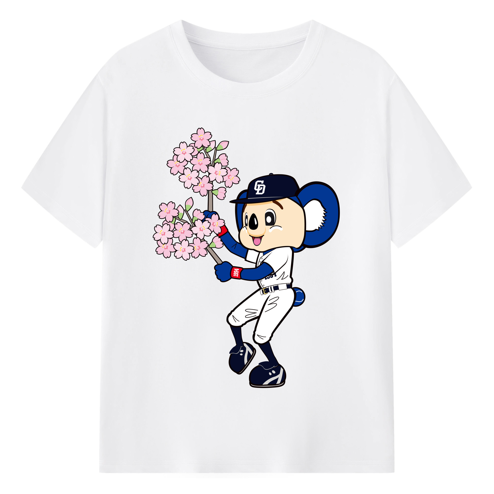 CHUNICHI DRAGONS MASCOT DOALA 2014 2016 HOME UNIFORM APPLICATION FLOWER Logo - 綿100％ 半袖Tシャツ ・ フロントプリント ・ 快適 通気性 ・ 日常使い 散歩 スポーツ用