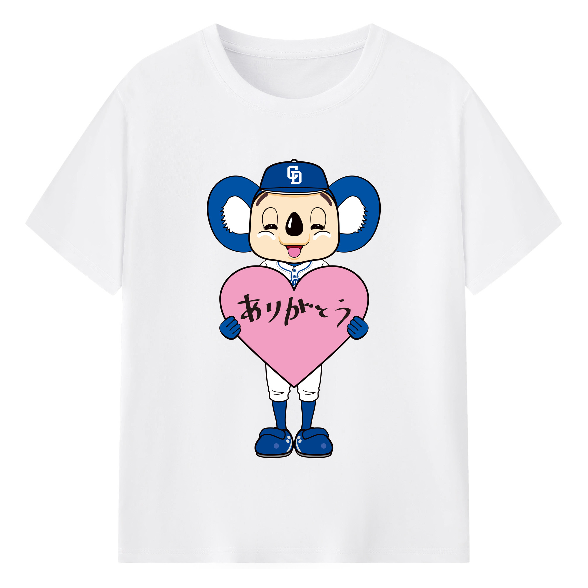 CHUNICHI DRAGONS MASCOT DOALA APPLICATION HEART WRITING Logo - 綿100％ 半袖Tシャツ ・ フロントプリント ・ 快適 通気性 ・ 日常使い 散歩 スポーツ用