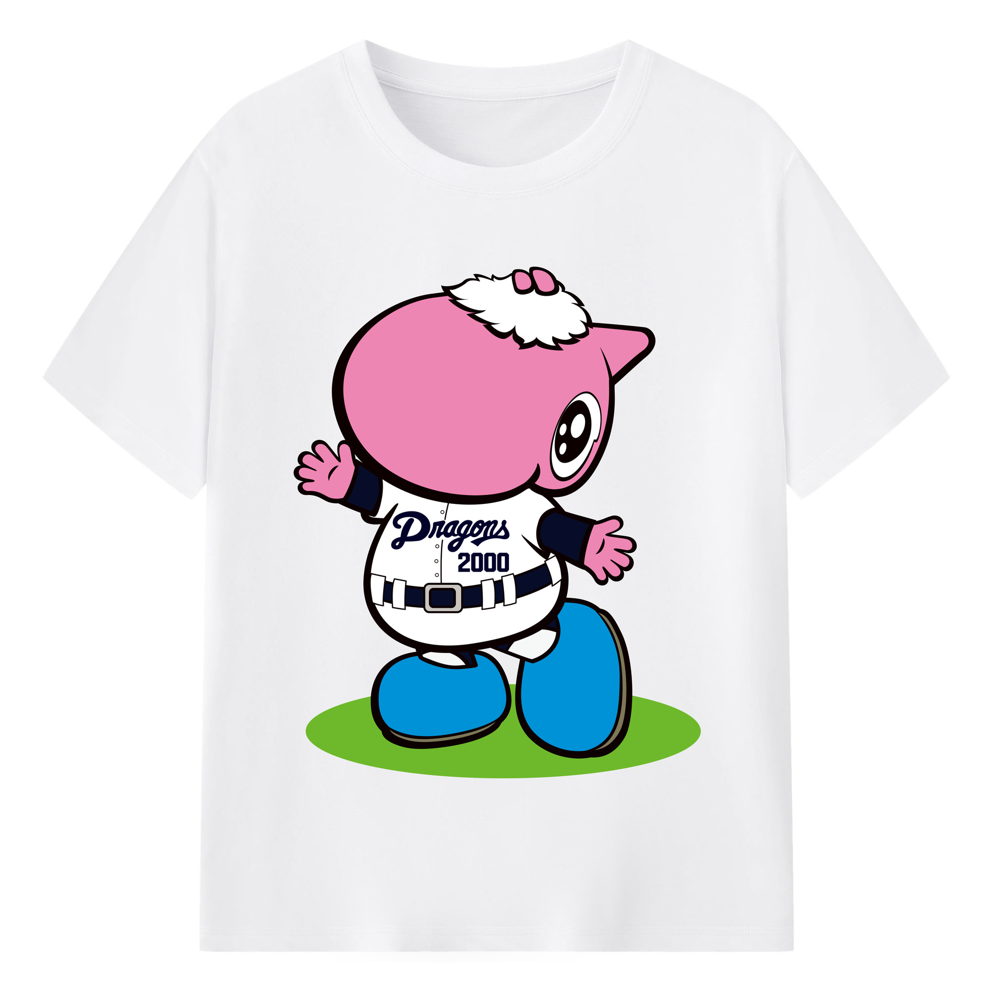 CHUNICHI DRAGONS MASCOT PAOLON 2014 2016 HOME UNIFORM Logo - 綿100％ 半袖Tシャツ ・ フロントプリント ・ 快適 通気性 ・ 日常使い 散歩 スポーツ用