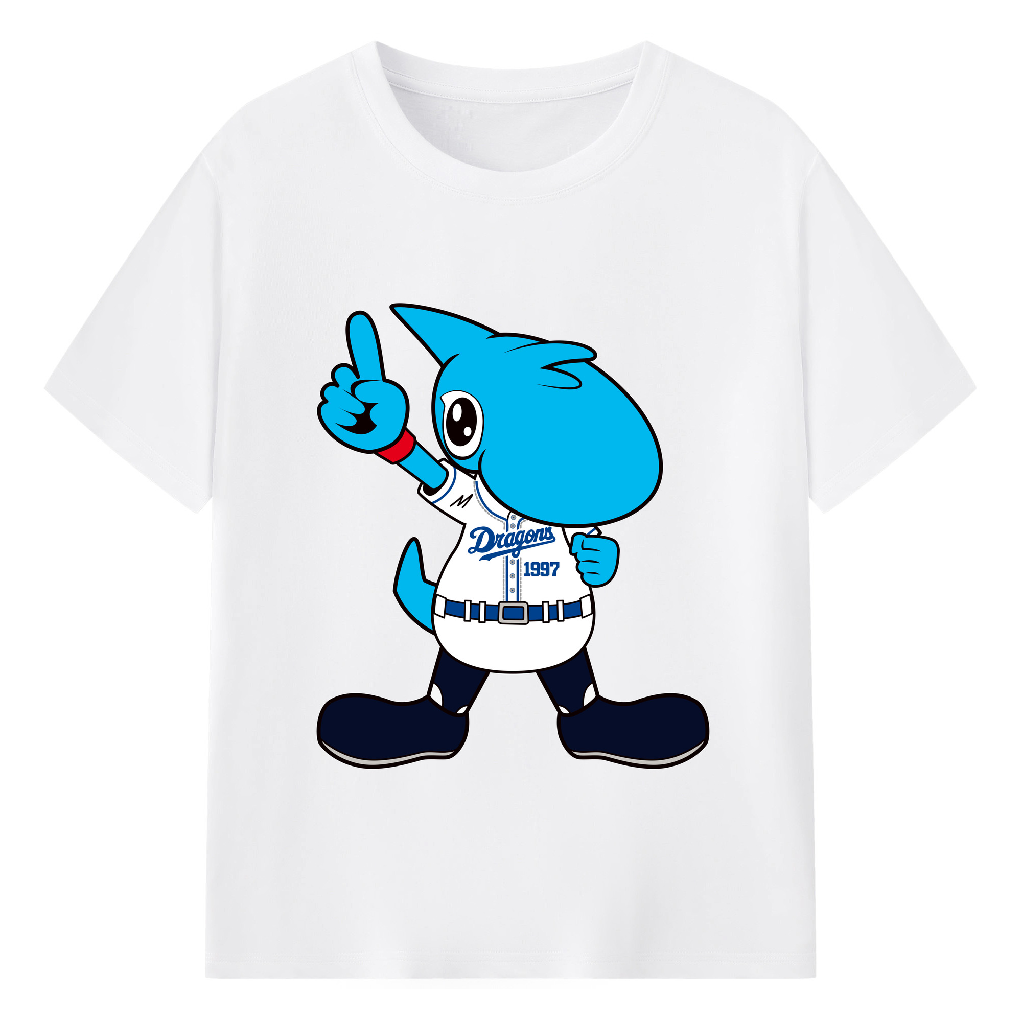 CHUNICHI DRAGONS MASCOT SHAOLON APPLICATION INDICATION FIRST Logo - 綿100％ 半袖Tシャツ ・ フロントプリント ・ 快適 通気性 ・ 日常使い 散歩 スポーツ用