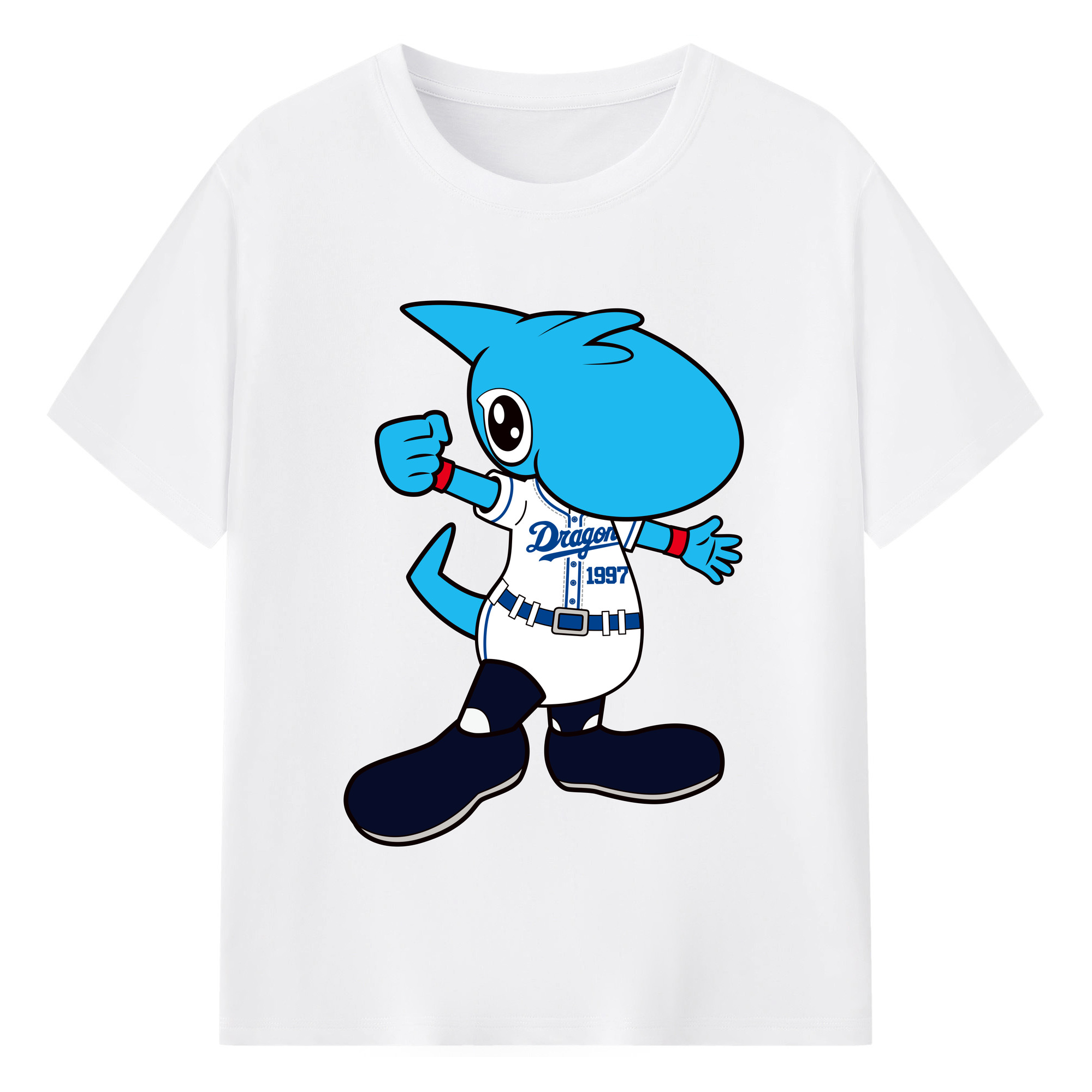 CHUNICHI DRAGONS MASCOT SHAOLON APPLICATION FIGHTING Logo - 綿100％ 半袖Tシャツ ・ フロントプリント ・ 快適 通気性 ・ 日常使い 散歩 スポーツ用