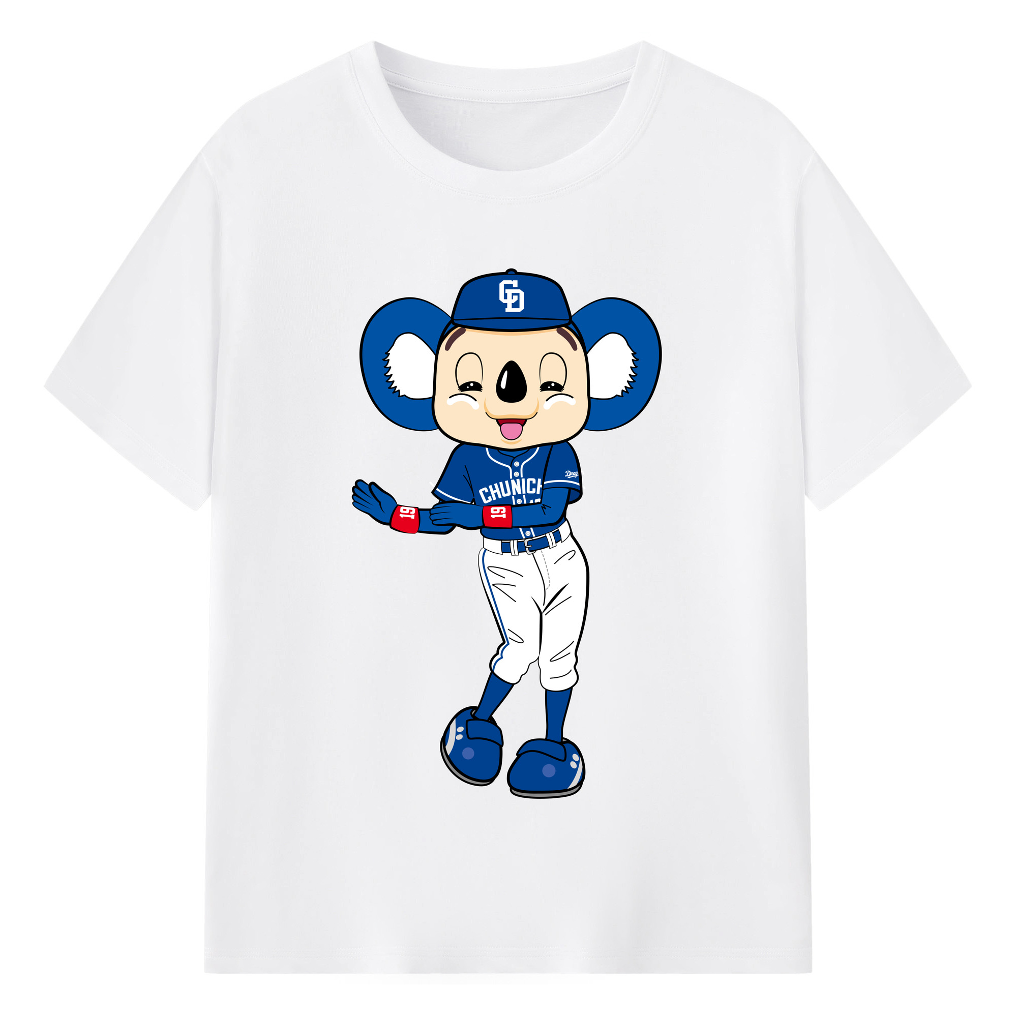 CHUNICHI DRAGONS MASCOT DOALA 2019 AWAY UNIFORM APPLICATION GOOD MOOD DANCE Logo - 綿100％ 半袖Tシャツ ・ フロントプリント ・ 快適 通気性 ・ 日常使い 散歩 スポーツ用