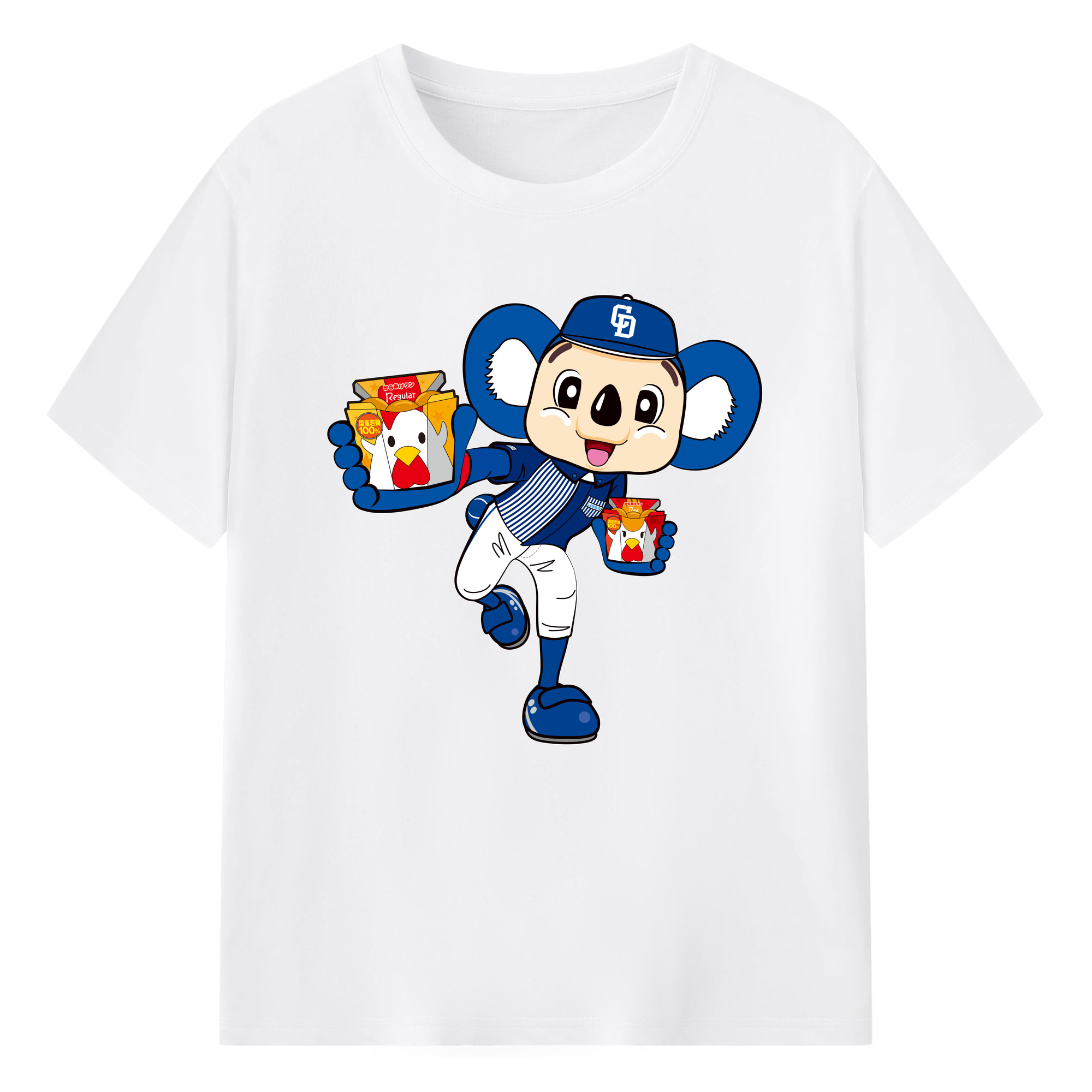 CHUNICHI DRAGONS MASCOT DOALA APPLICATION LOPPI CLERK PRODUCT Logo - 綿100％ 半袖Tシャツ ・ フロントプリント ・ 快適 通気性 ・ 日常使い 散歩 スポーツ用