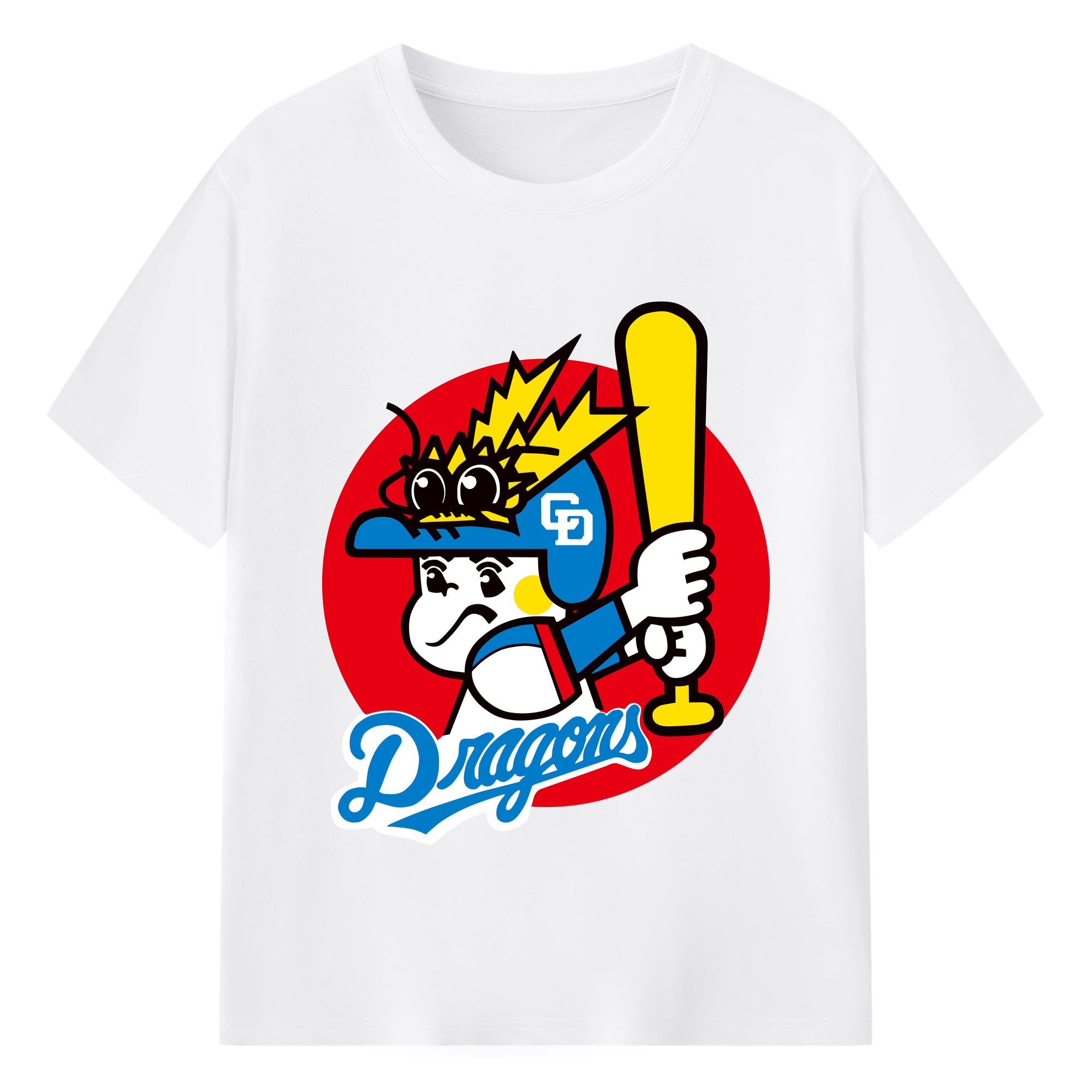 Cute CHUNICHI DRAGONS OLD EMBLEM Logo  - 綿100％ 半袖Tシャツ ・ フロントプリント ・ 快適 通気性 ・ 日常使い 散歩 スポーツ用