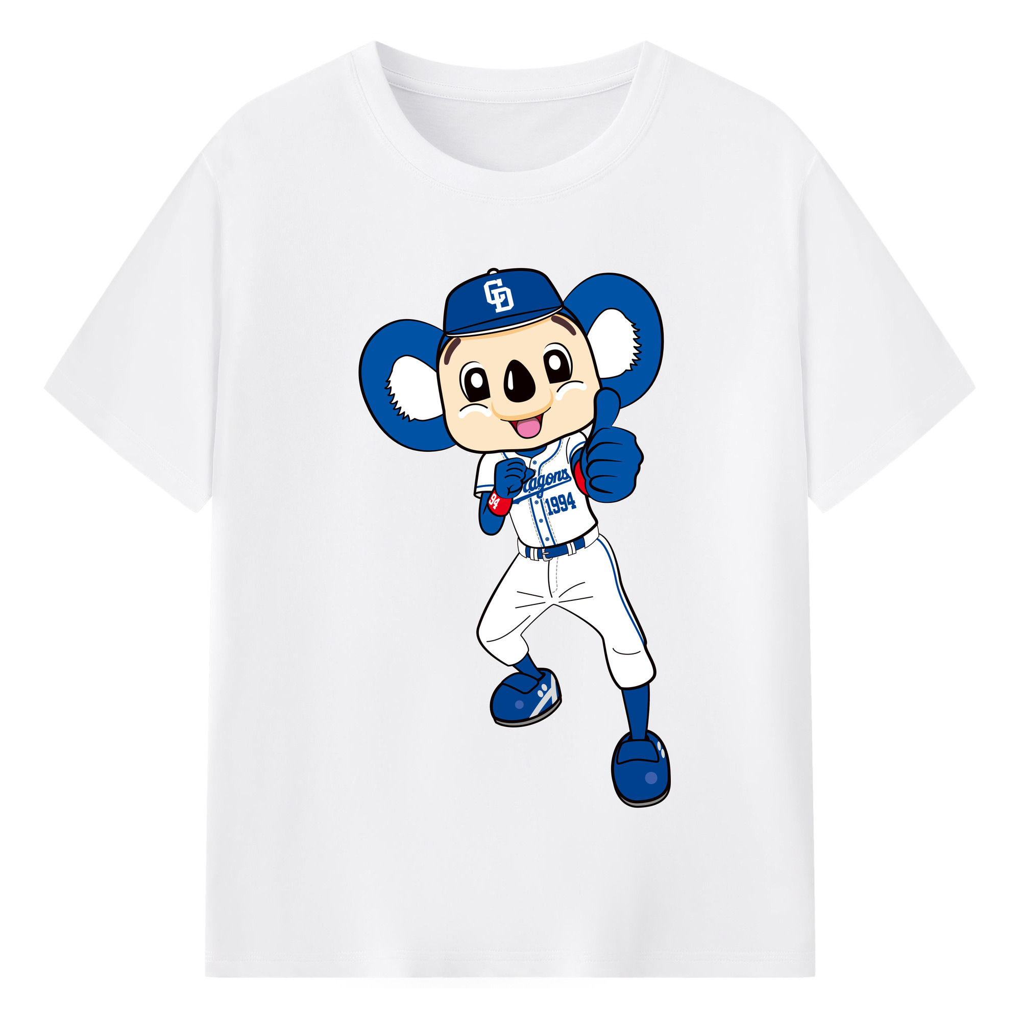 CHUNICHI DRAGONS MASCOT DOALA APPLICATION BEST STAND Logo - 綿100％ 半袖Tシャツ ・ フロントプリント ・ 快適 通気性 ・ 日常使い 散歩 スポーツ用