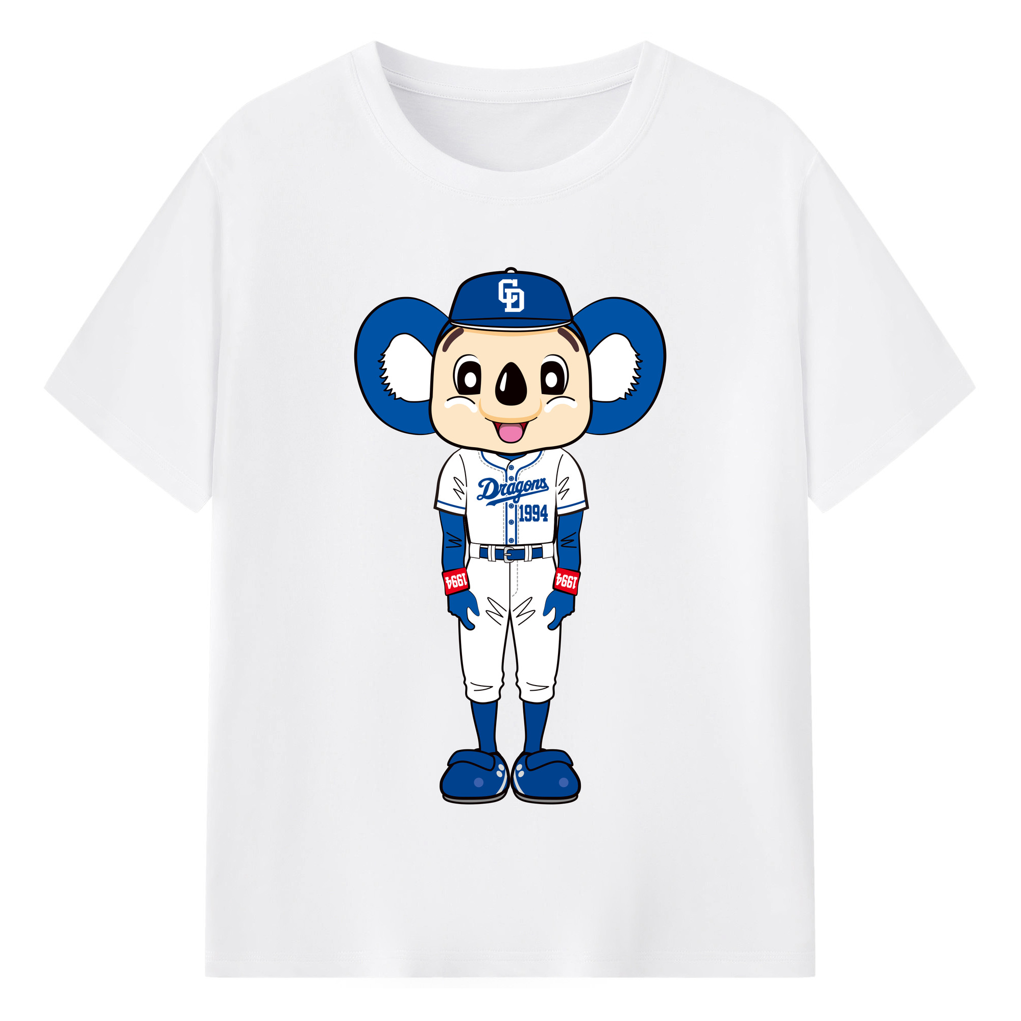 CHUNICHI DRAGONS MASCOT DOALA 2019 2022 HOME UNIFORM ORIGINAL Logo - 綿100％ 半袖Tシャツ ・ フロントプリント ・ 快適 通気性 ・ 日常使い 散歩 スポーツ用