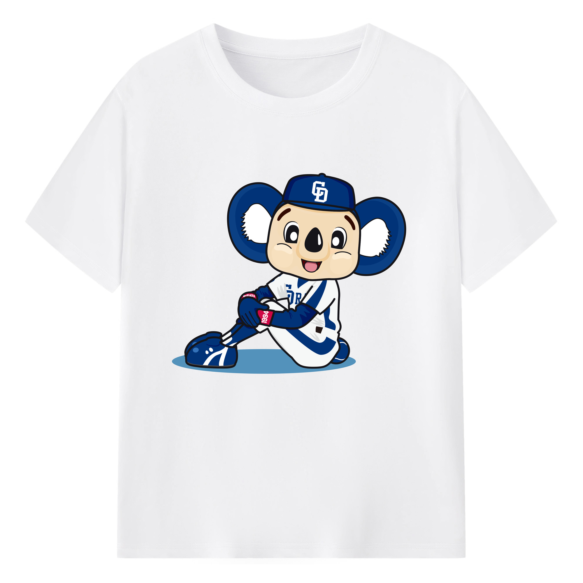 CHUNICHI DRAGONS MASCOT DOALA HOME UNIFORM 2004 2011 APPLICATION SEAT DOWN Logo - 綿100％ 半袖Tシャツ ・ フロントプリント ・ 快適 通気性 ・ 日常使い 散歩 スポーツ用