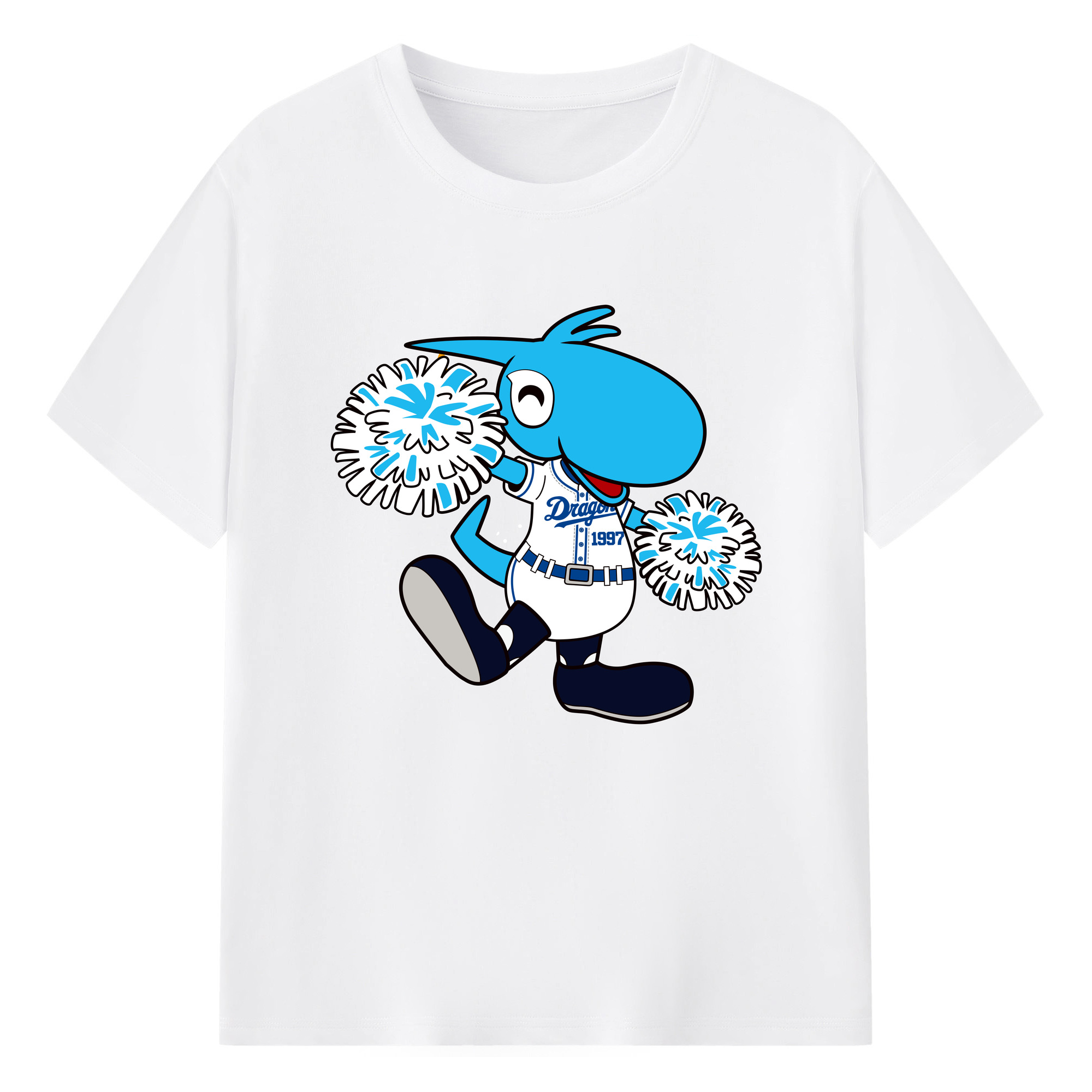 CHUNICHI DRAGONS MASCOT SHAOLON APPLICATION CHEERING Logo - 綿100％ 半袖Tシャツ ・ フロントプリント ・ 快適 通気性 ・ 日常使い 散歩 スポーツ用