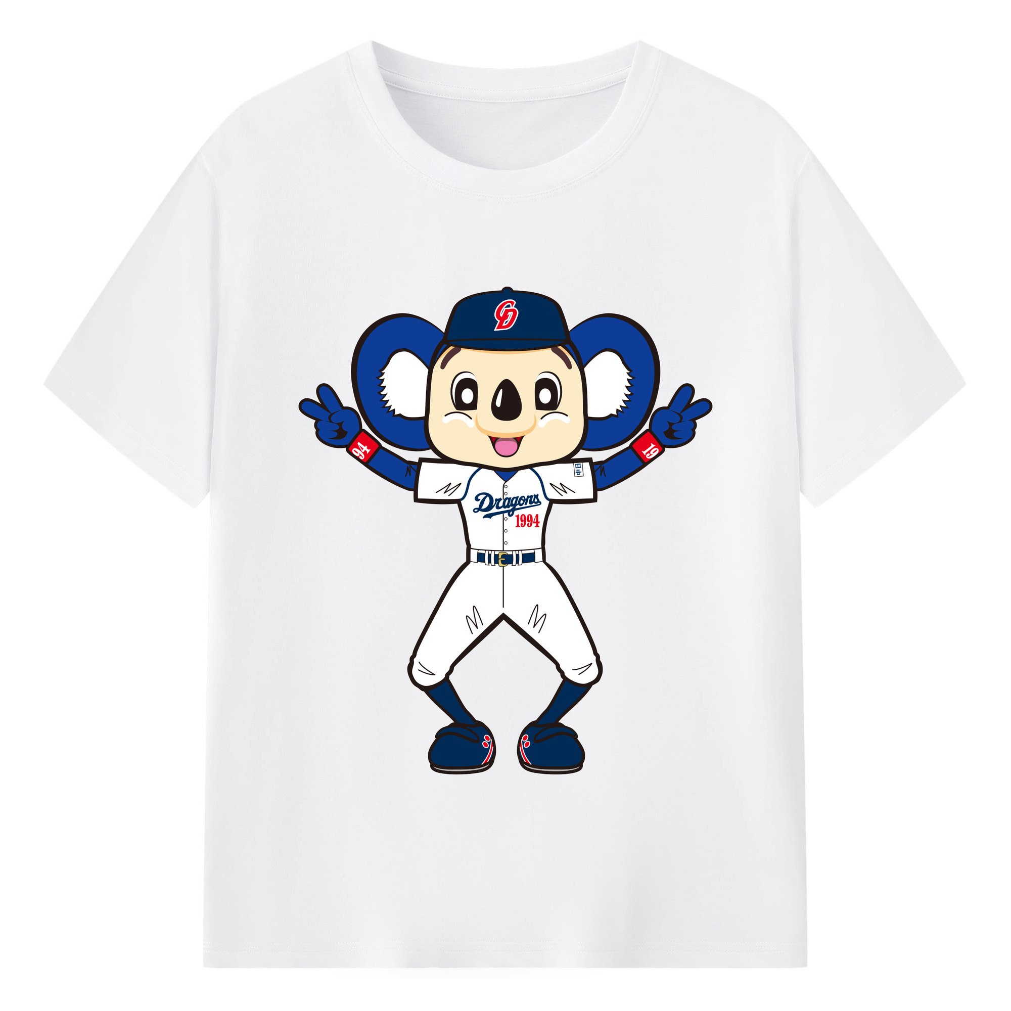 CHUNICHI DRAGONS MASCOT DOALA 2012 2013 HOME UNIFORM APPLICATION VICTORY Logo - 綿100％ 半袖Tシャツ ・ フロントプリント ・ 快適 通気性 ・ 日常使い 散歩 スポーツ用