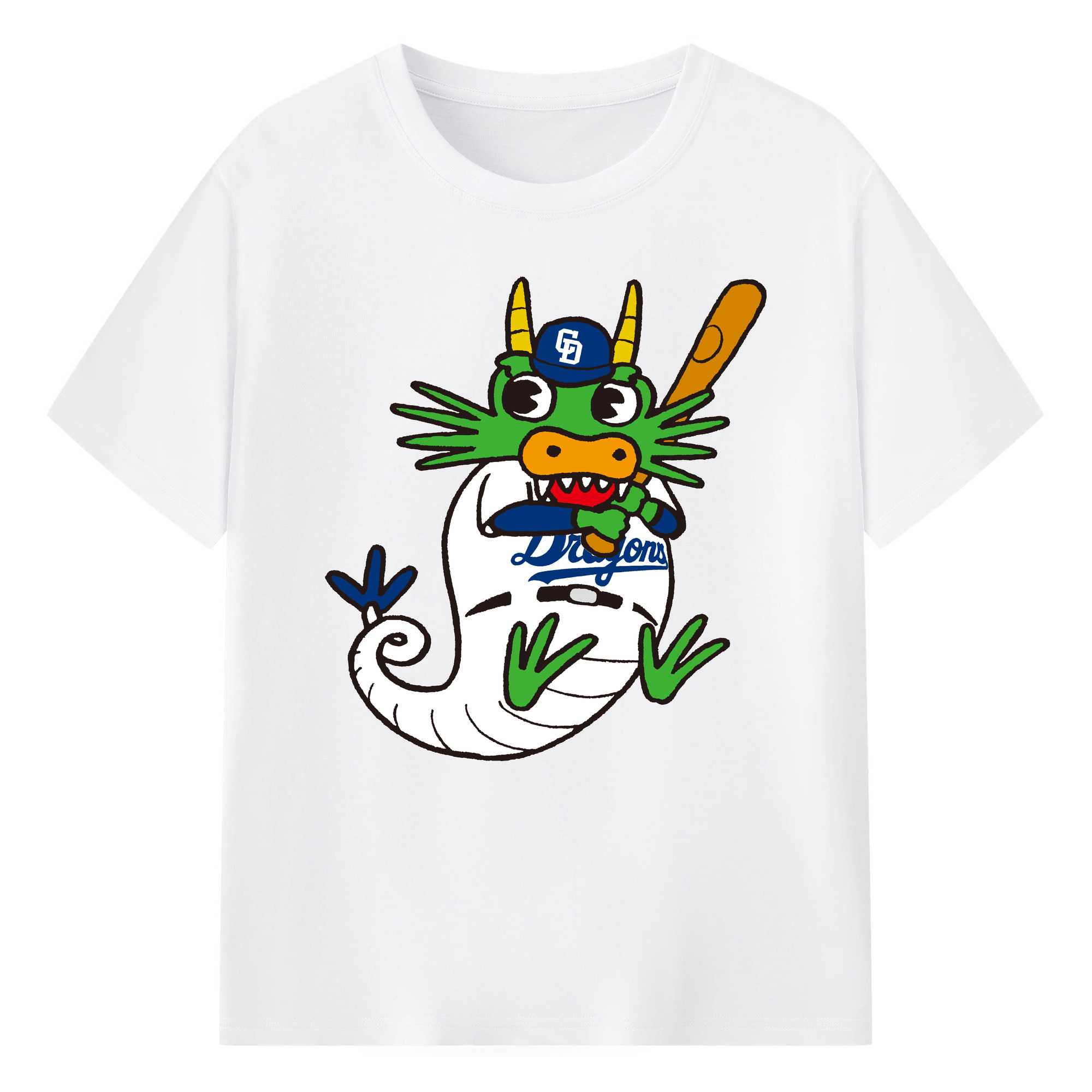 CHUNICHI DRAGONS MASCOT GABURI ORIGINAL Logo - 綿100％ 半袖Tシャツ ・ フロントプリント ・ 快適 通気性 ・ 日常使い 散歩 スポーツ用