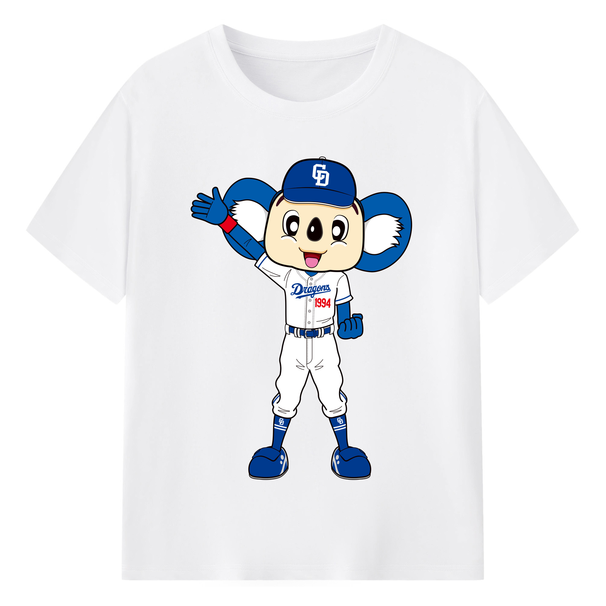 CHUNICHI DRAGONS MASCOT DOALA 2023 HOME UNIFORM APPLICATION WELCOME CONGRATULATION Logo - 綿100％ 半袖Tシャツ ・ フロントプリント ・ 快適 通気性 ・ 日常使い 散歩 スポーツ用