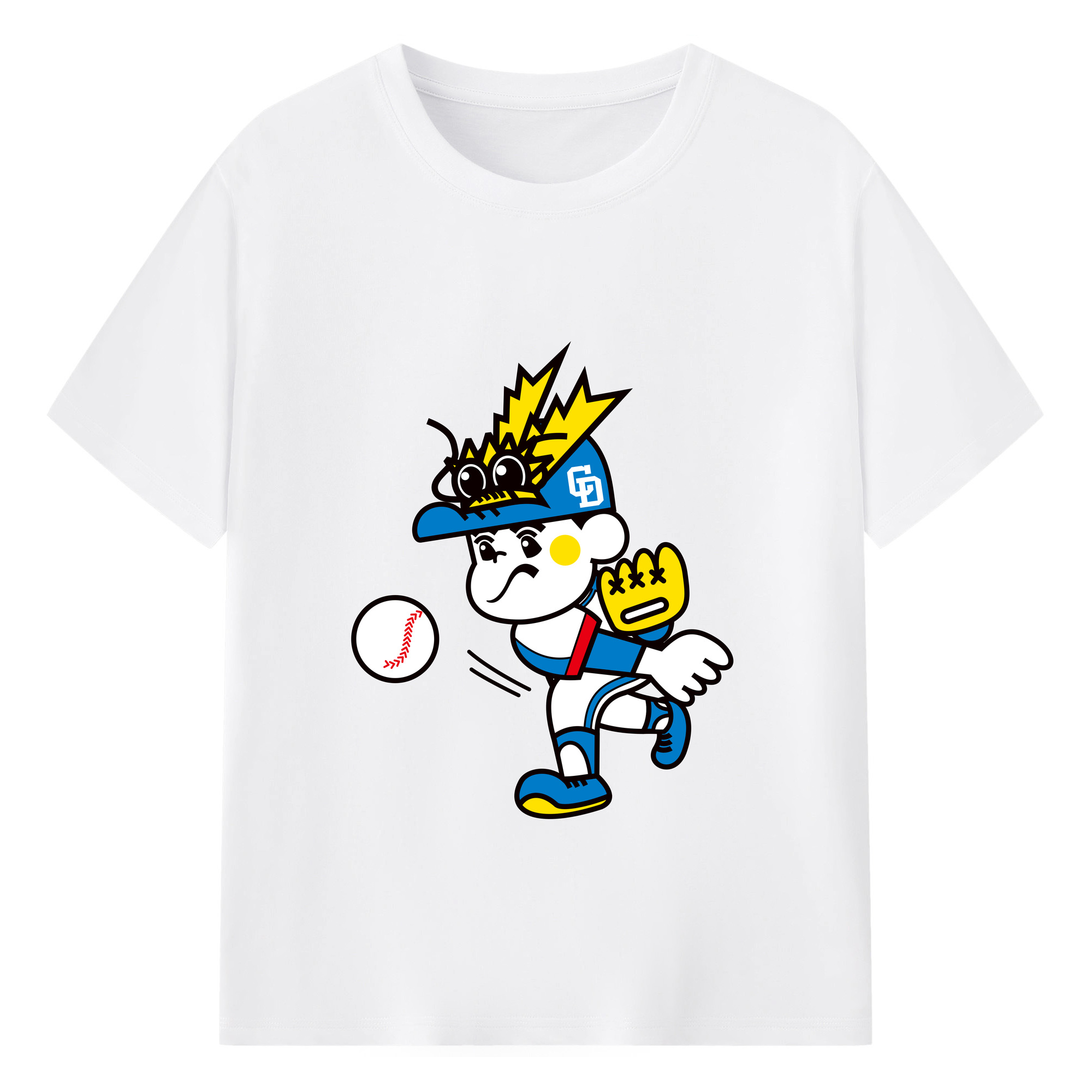 CHUNICHI DRAGONS MASCOT DORABOUYA APPLICATION PITCHING Logo - 綿100％ 半袖Tシャツ ・ フロントプリント ・ 快適 通気性 ・ 日常使い 散歩 スポーツ用