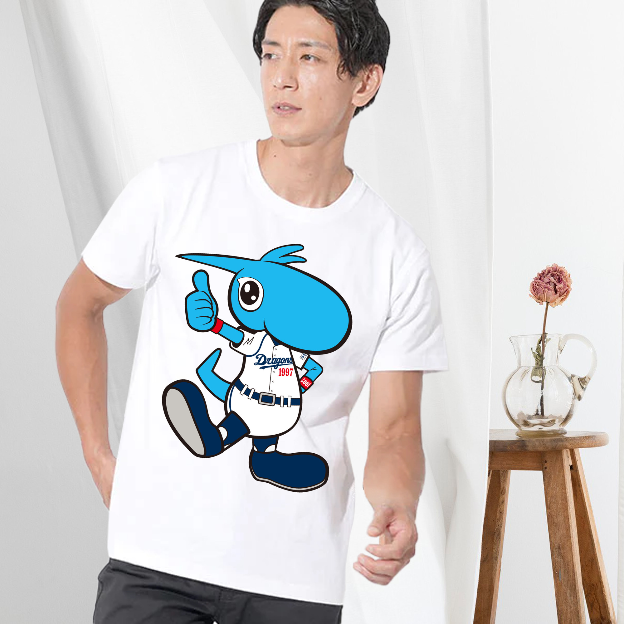 CHUNICHI DRAGONS MASCOT SHAOLON 2012 2013 HOME UNIFORM APPLICATION THUMS UP Logo