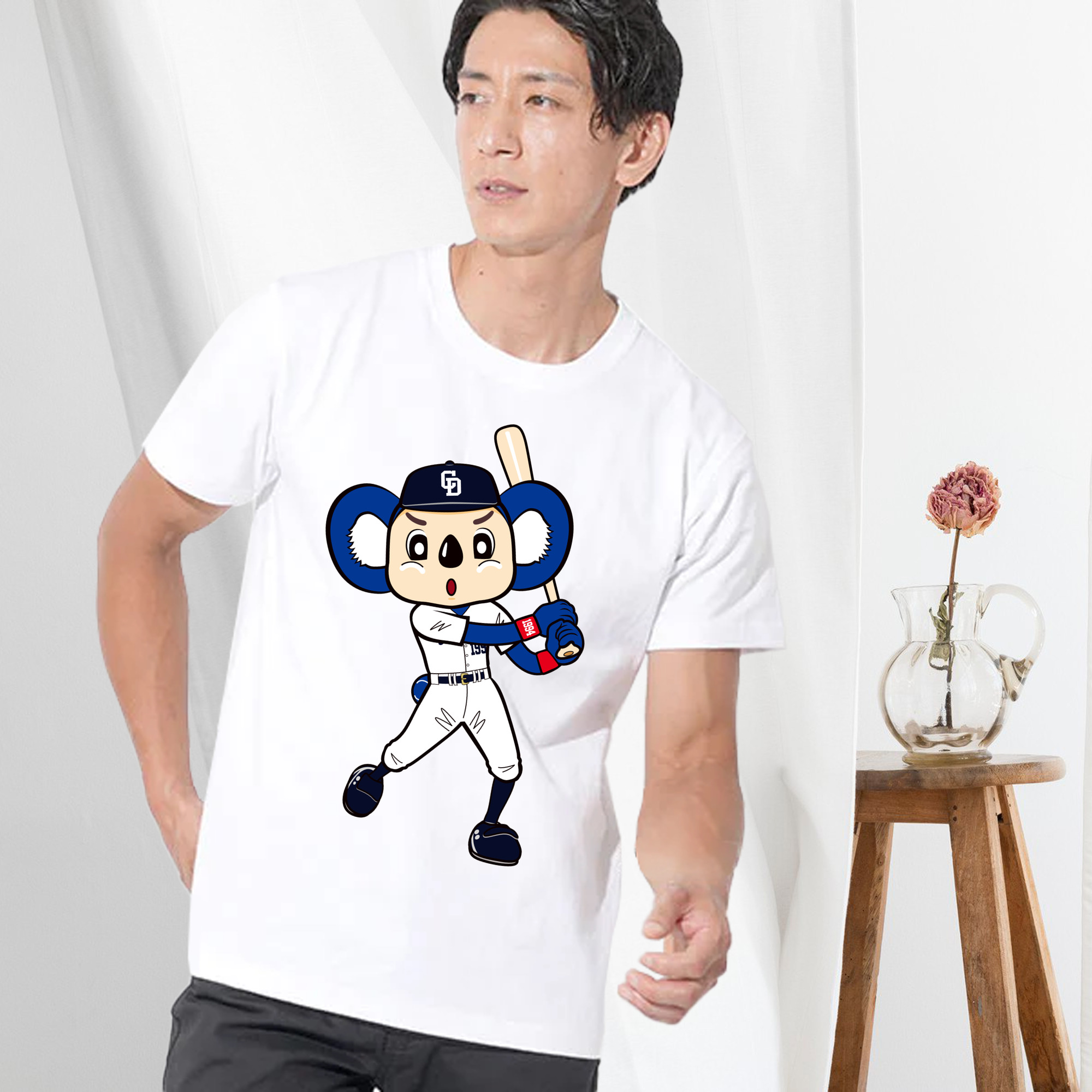 CHUNICHI DRAGONS MASCOT DOALA 2014 2016 HOME UNIFORM APPLICATION BATTING Logo 1