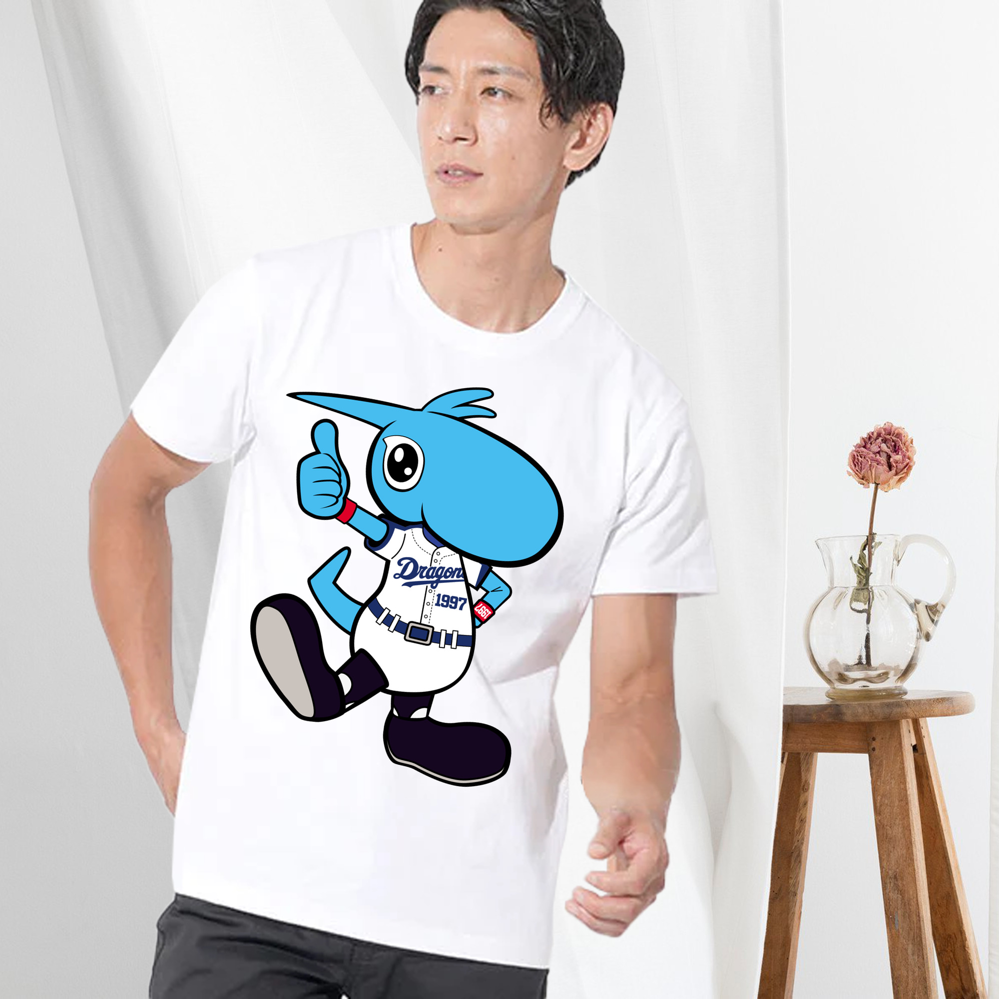 CHUNICHI DRAGONS MASCOT SHAOLON APPLICATION 2017 2018 HOME UNIFORM THUMBS UP Logo