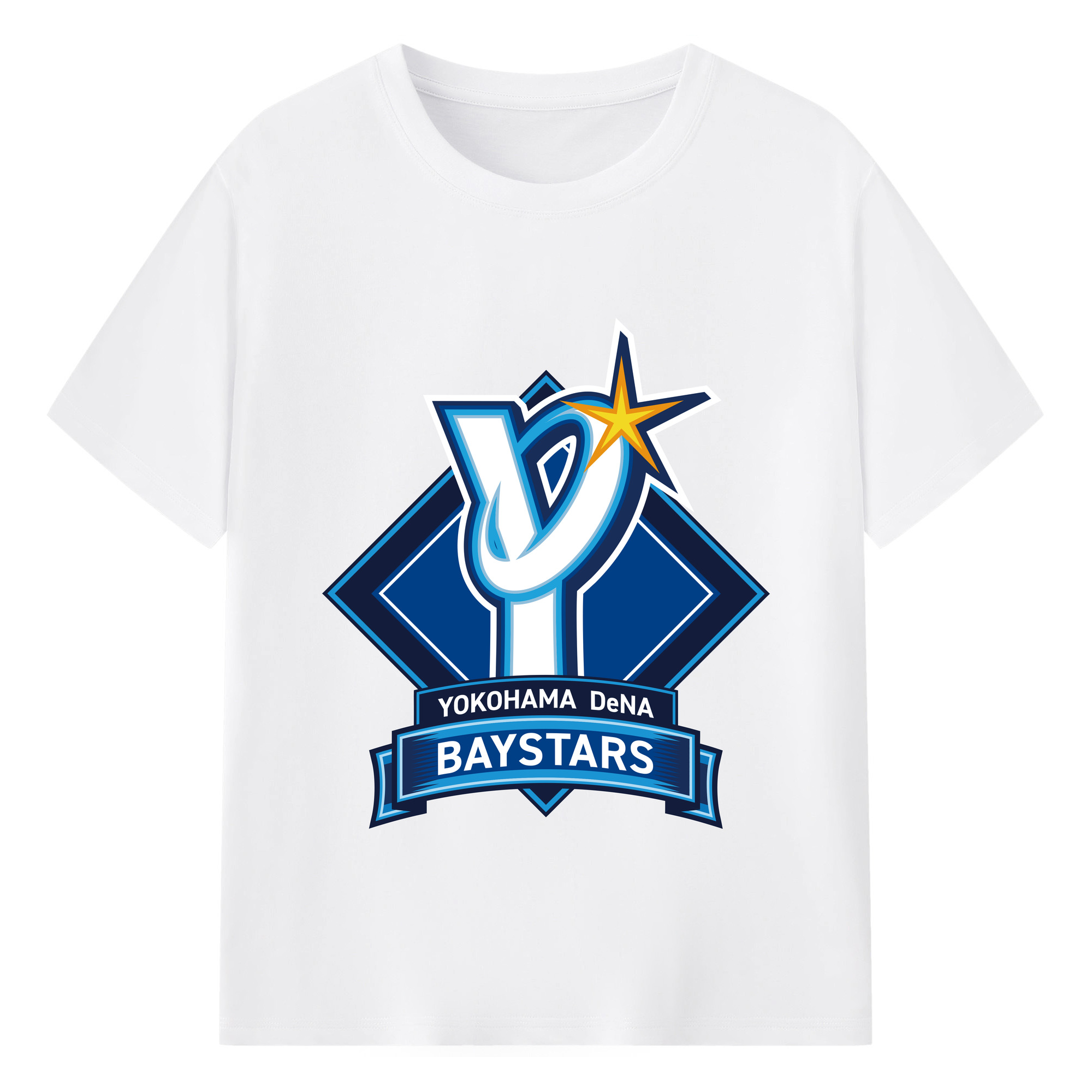 YOKOHAMA DeNA BAYSTARS 2025 SPECIAL EMBLEM Logo - 綿100％ 半袖Tシャツ ・ フロントプリント ・ 快適 通気性 ・ 日常使い 散歩 スポーツ用