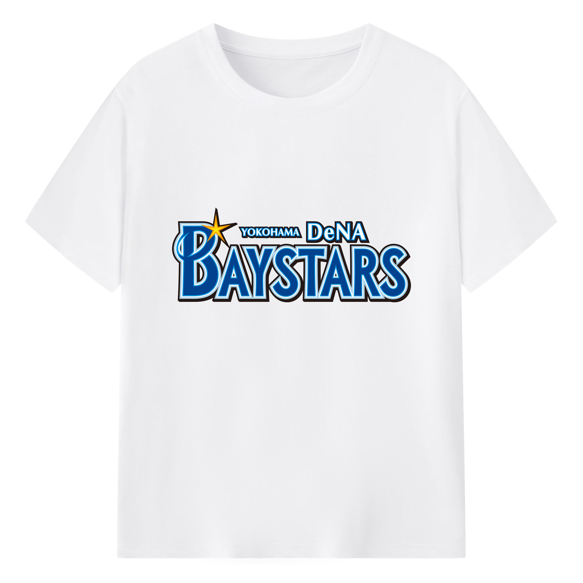 YOKOHAMA DeNA BAYSTARS WORDMARK Logo - 綿100％ 半袖Tシャツ ・ フロントプリント ・ 快適 通気性 ・ 日常使い 散歩 スポーツ用