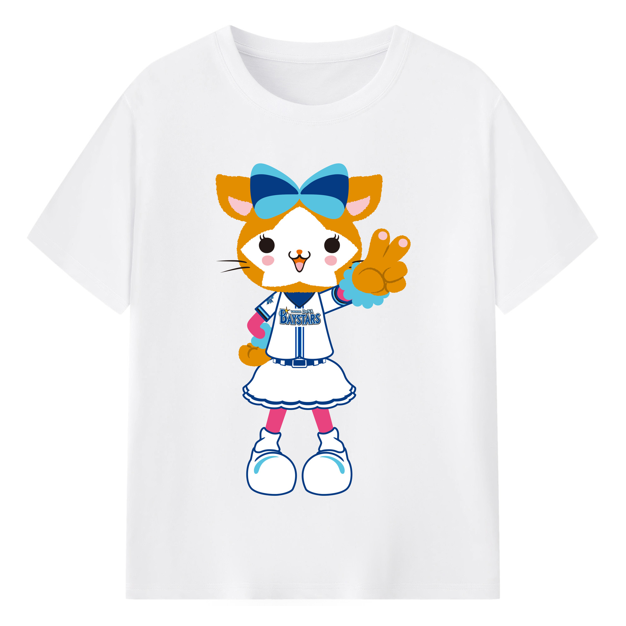YOKOHAMA DeNA BAYSTARS MASCOT DB.KIRARA 2023 HOME UNIFORM APPLICATION VICTORY Logo - 綿100％ 半袖Tシャツ ・ フロントプリント ・ 快適 通気性 ・ 日常使い 散歩 スポーツ用