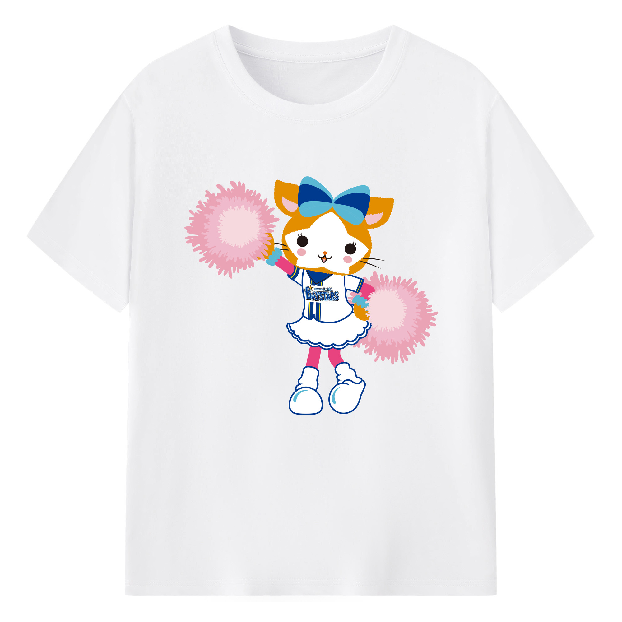 YOKOHAMA DeNA BAYSTARS MASCOT DB.KIRARA 2025 HOME UNIFORM APPLICATION CHEERING HAIR Logo - 綿100％ 半袖Tシャツ ・ フロントプリント ・ 快適 通気性 ・ 日常使い 散歩 スポーツ用