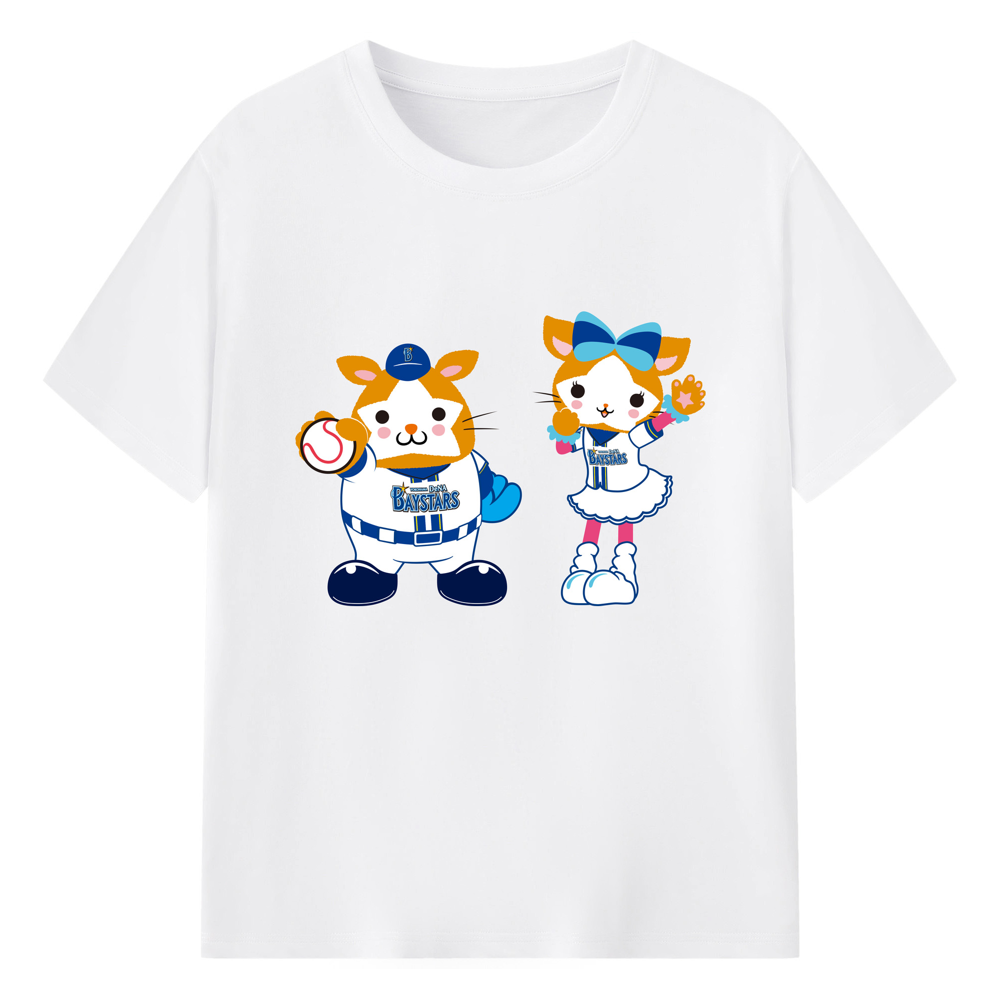 YOKOHAMA DeNA BAYSTARS MASCOT DB.STARMAN DB - 綿100％ 半袖Tシャツ ・ フロントプリント ・ 快適 通気性 ・ 日常使い 散歩 スポーツ用