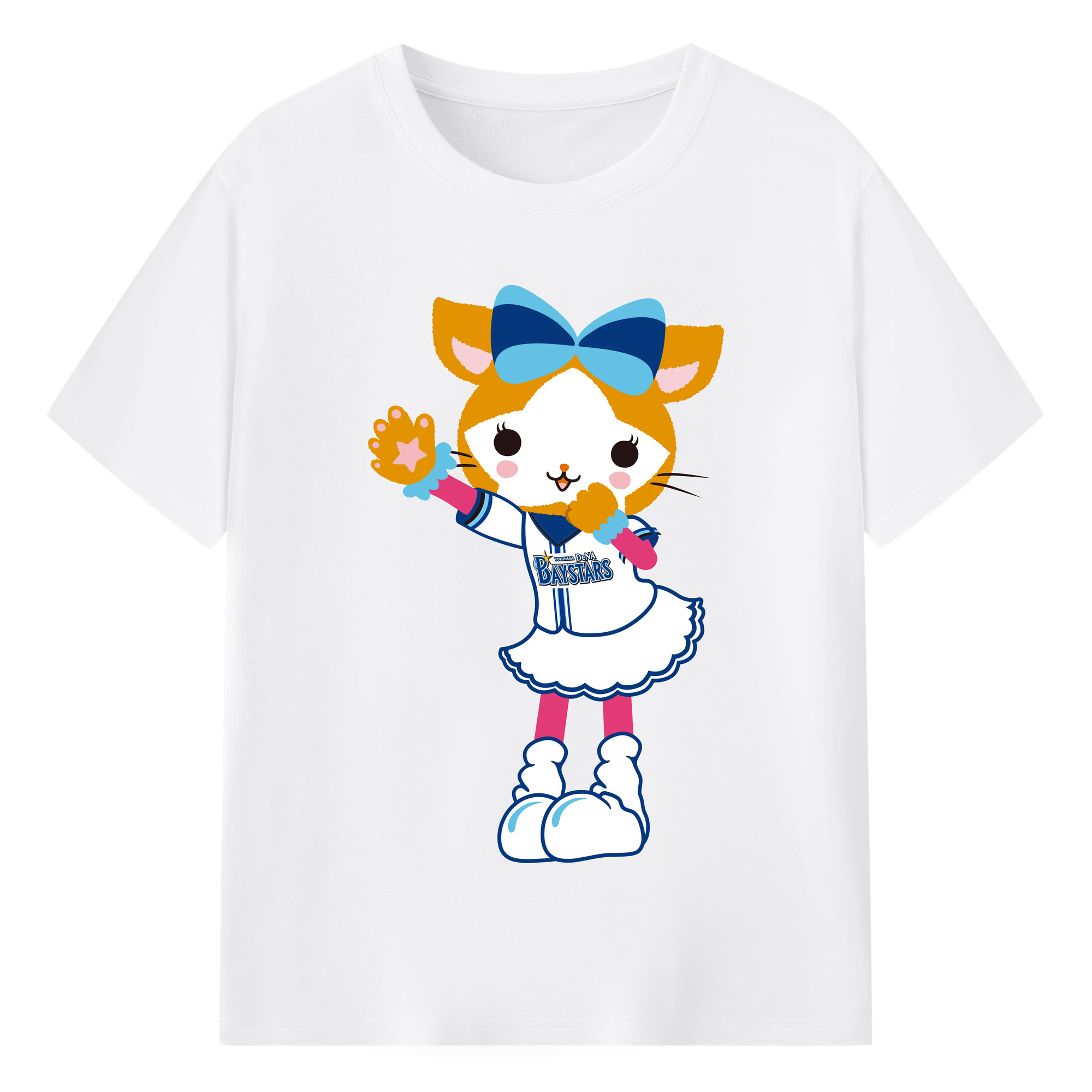 YOKOHAMA DeNA BAYSTARS MASCOT DB.KIRARA 2023 HOME UNIFORM APPLICATION GREETING Logo - 綿100％ 半袖Tシャツ ・ フロントプリント ・ 快適 通気性 ・ 日常使い 散歩 スポーツ用