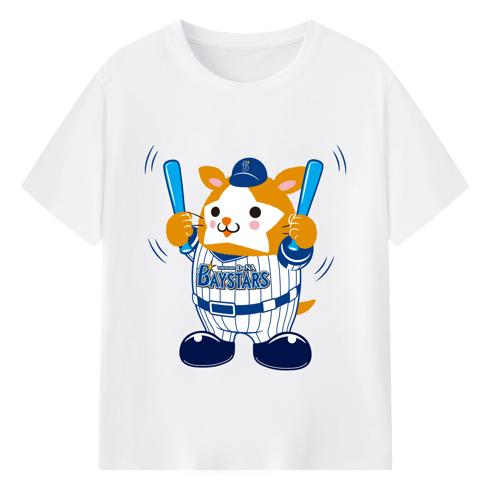 YOKOHAMA DeNA BAYSTARS MASCOT DB.STARMAN APPLICATION BALLOON Logo - 綿100％ 半袖Tシャツ ・ フロントプリント ・ 快適 通気性 ・ 日常使い 散歩 スポーツ用