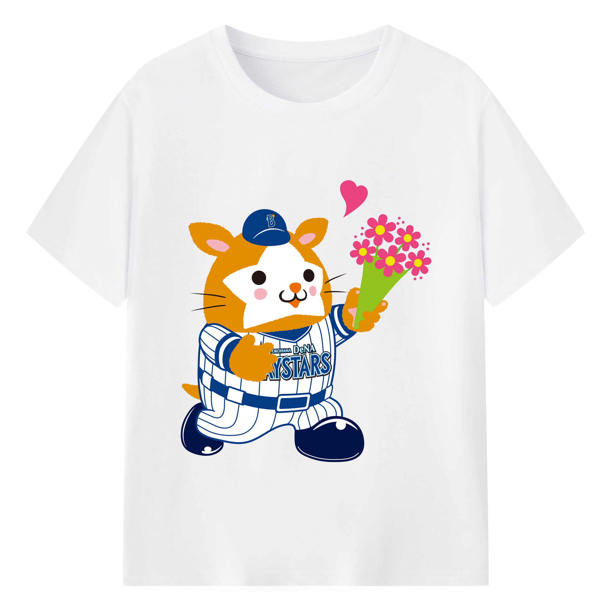 YOKOHAMA DeNA BAYSTARS MASCOT DB.STARMAN APPLICATION CONFESS Logo - 綿100％ 半袖Tシャツ ・ フロントプリント ・ 快適 通気性 ・ 日常使い 散歩 スポーツ用