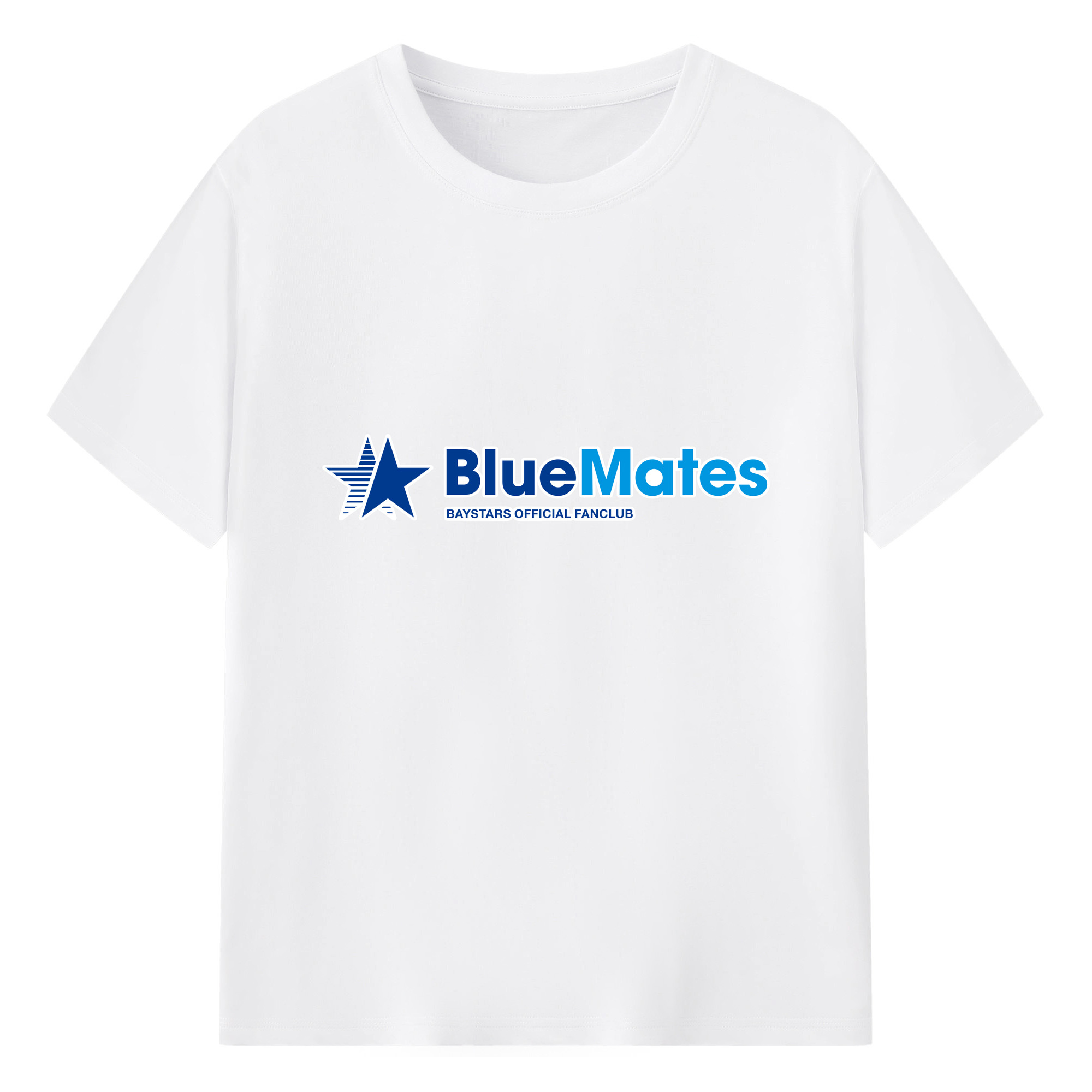 YOKOHAMA DeNA BAYSTARS FANCLUB BLUE MATES APPLICATION VERTICAL TYPE Logo - 綿100％ 半袖Tシャツ ・ フロントプリント ・ 快適 通気性 ・ 日常使い 散歩 スポーツ用