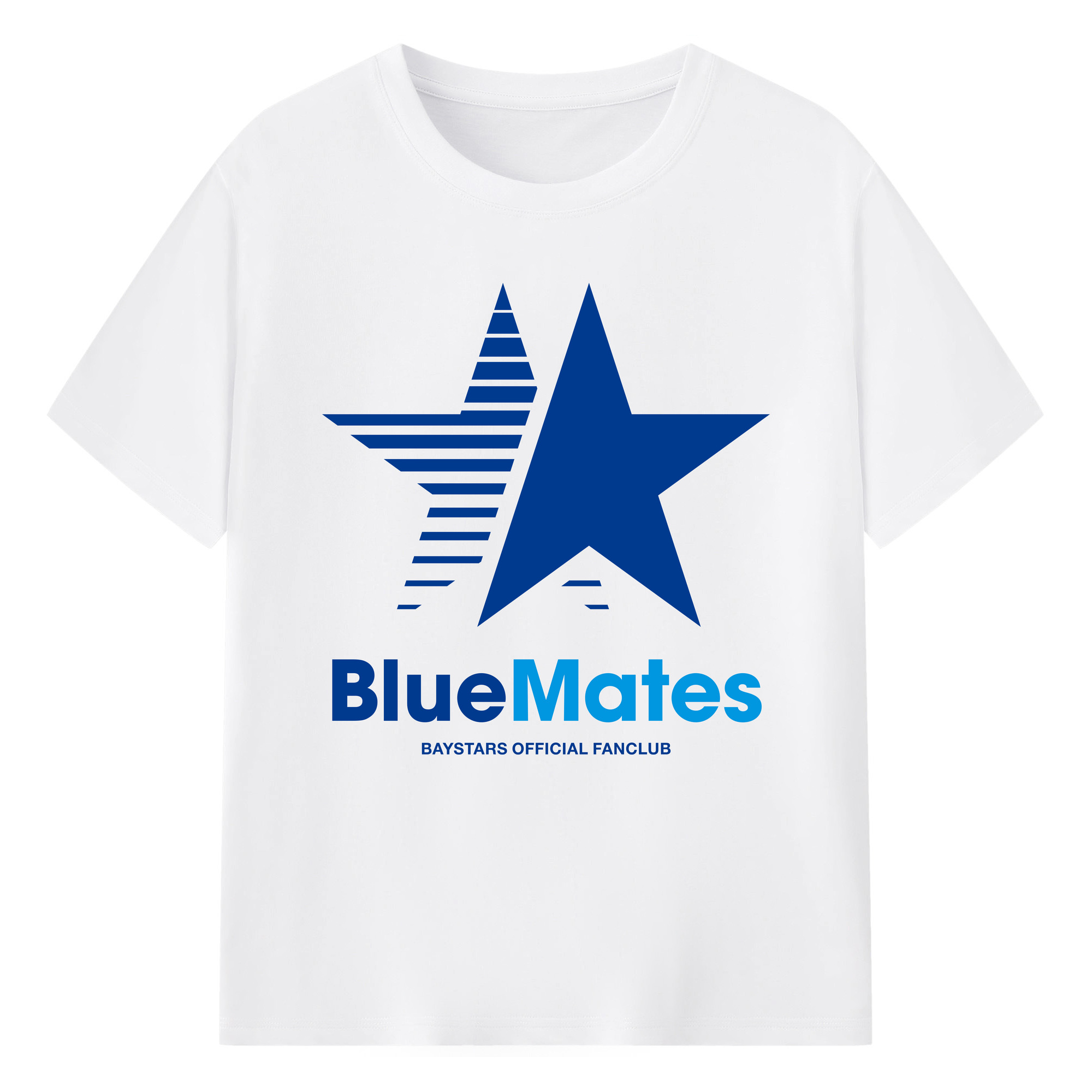 YOKOHAMA DeNA BAYSTARS FANCLUB BLUE MATES ORIGINAL Logo - 綿100％ 半袖Tシャツ ・ フロントプリント ・ 快適 通気性 ・ 日常使い 散歩 スポーツ用