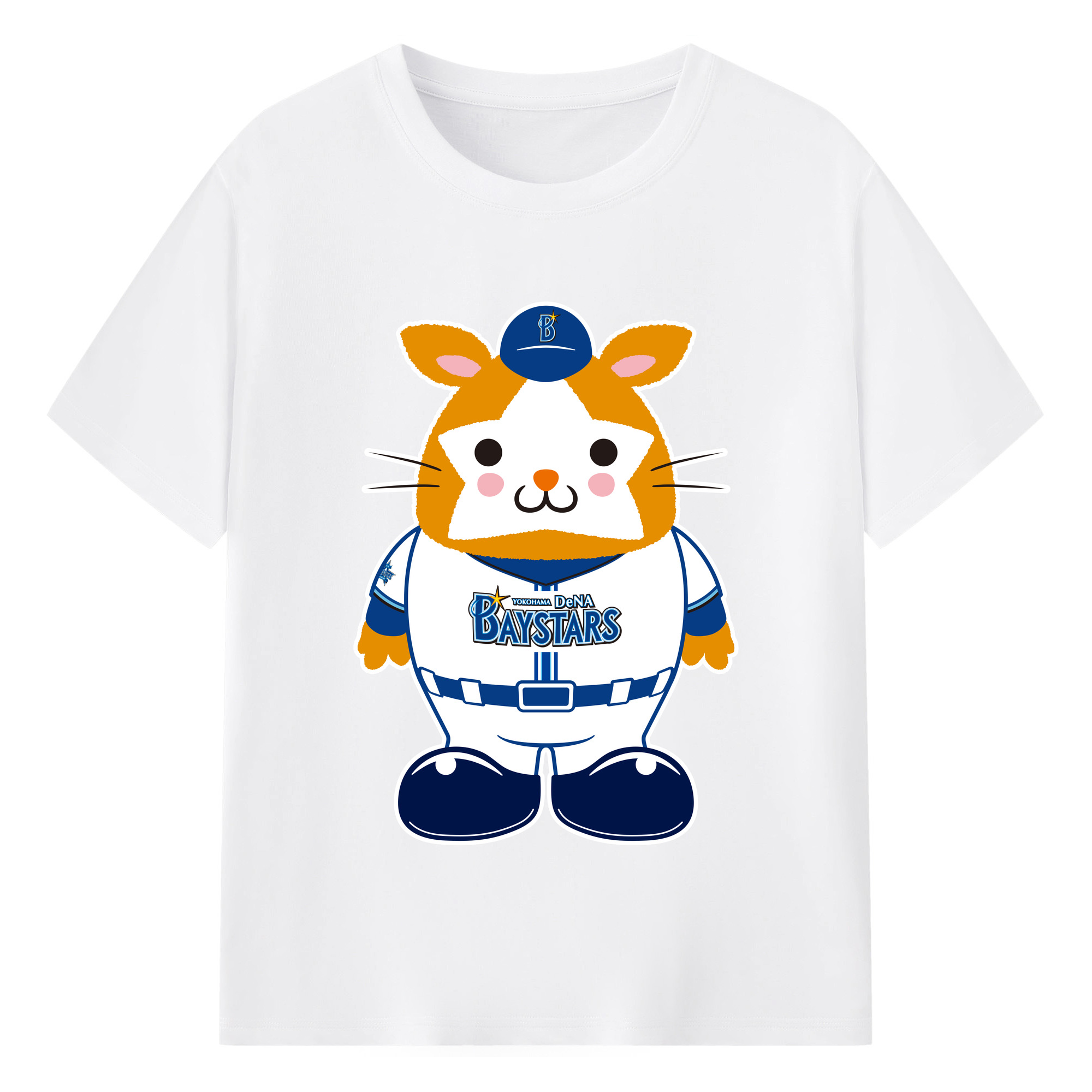 YOKOHAMA DeNA BAYSTARS MASCOT DB.STARMAN 2023 UNIFORM ORIGINAL Logo - 綿100％ 半袖Tシャツ ・ フロントプリント ・ 快適 通気性 ・ 日常使い 散歩 スポーツ用