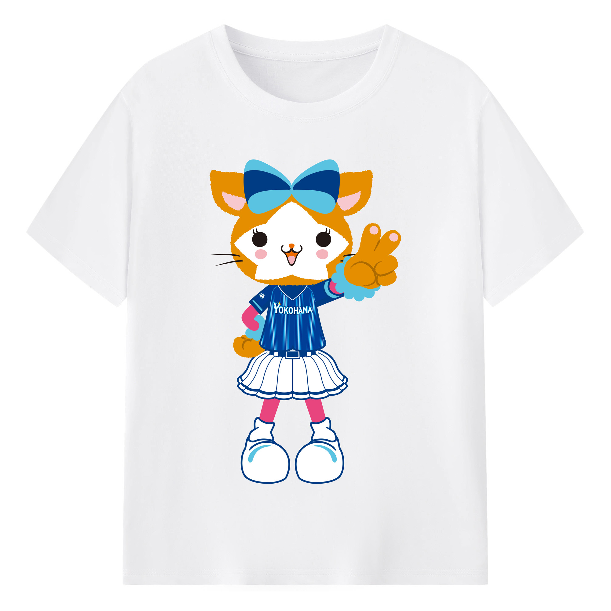 YOKOHAMA DeNA BAYSTARS MASCOT DB.KIRARA AWAY UNIFORM Logo - 綿100％ 半袖Tシャツ ・ フロントプリント ・ 快適 通気性 ・ 日常使い 散歩 スポーツ用