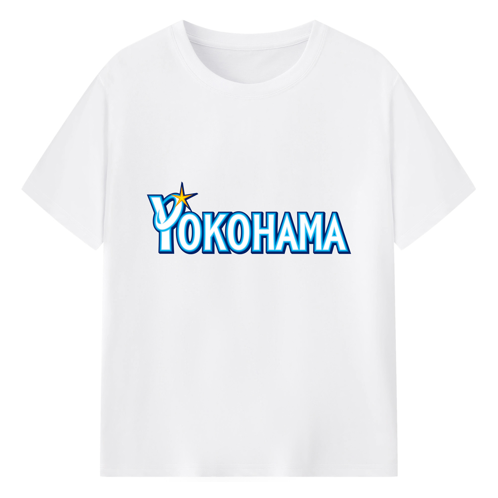 YOKOHAMA DeNA BAYSTARS WORDMARK YOKOHAMA - 綿100％ 半袖Tシャツ ・ フロントプリント ・ 快適 通気性 ・ 日常使い 散歩 スポーツ用