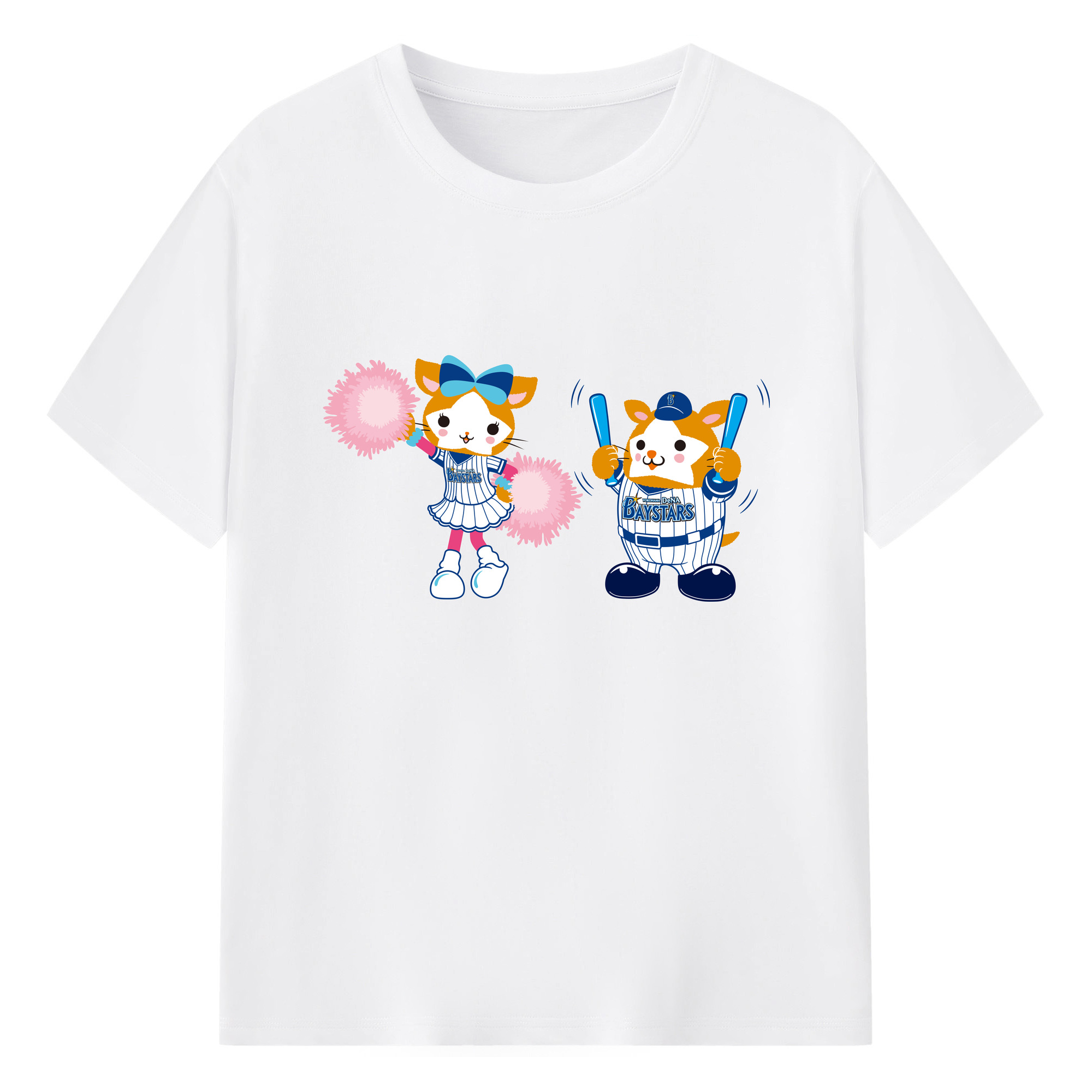 YOKOHAMA DeNA BAYSTARS MASCOT DB.KIRARA DB.STARMAN APPLICATION SURPORT Logo - 綿100％ 半袖Tシャツ ・ フロントプリント ・ 快適 通気性 ・ 日常使い 散歩 スポーツ用