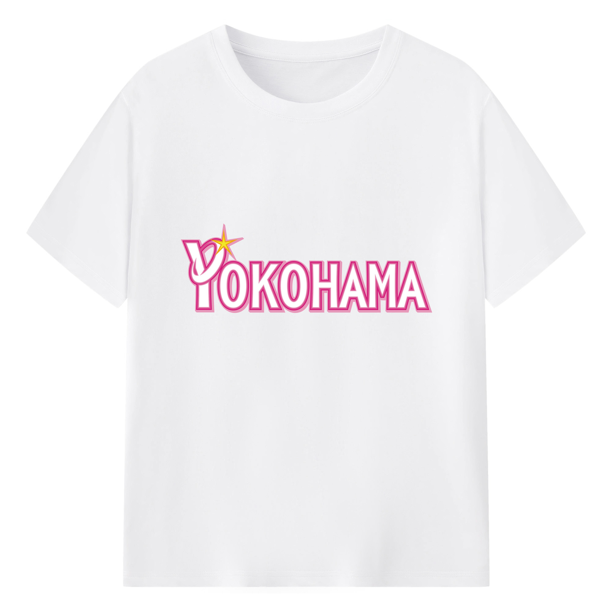 YOKOHAMA DeNA BAYSTARS YOKOHAMA ☆ GIRLS FESTIVAL 2015 YOKOHAMA WORDMARK APPLICATION Logo - 綿100％ 半袖Tシャツ ・ フロントプリント ・ 快適 通気性 ・ 日常使い 散歩 スポーツ用