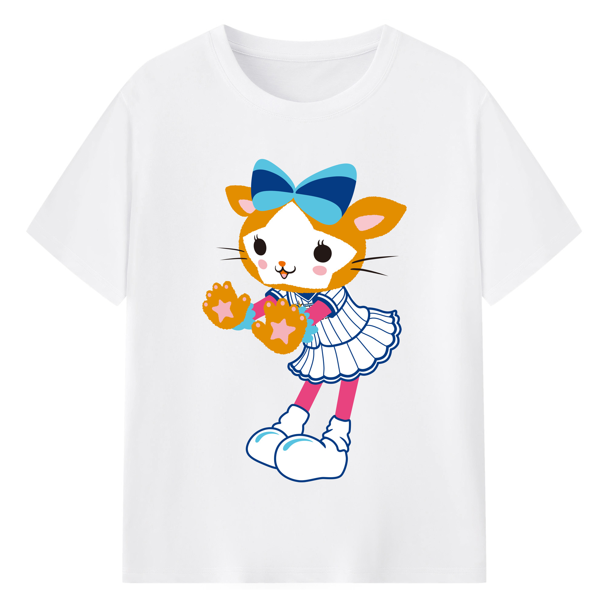 YOKOHAMA DeNA BAYSTARS MASCOT DB.KIRARA APPLICATION CONFESSED Logo - 綿100％ 半袖Tシャツ ・ フロントプリント ・ 快適 通気性 ・ 日常使い 散歩 スポーツ用