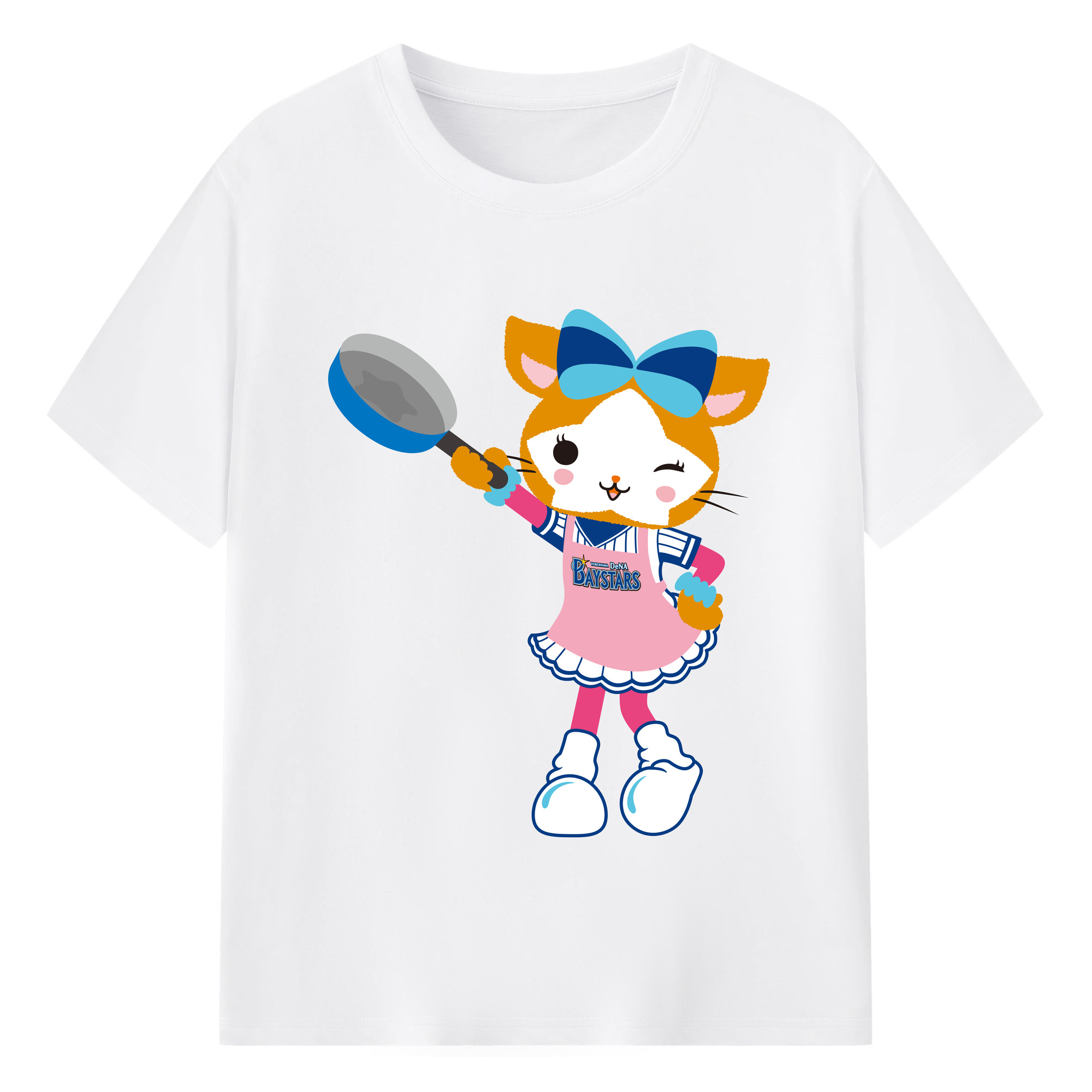 YOKOHAMA DeNA BAYSTARS MASCOT DB.KIRARA APPLICATION COOKING Logo - 綿100％ 半袖Tシャツ ・ フロントプリント ・ 快適 通気性 ・ 日常使い 散歩 スポーツ用
