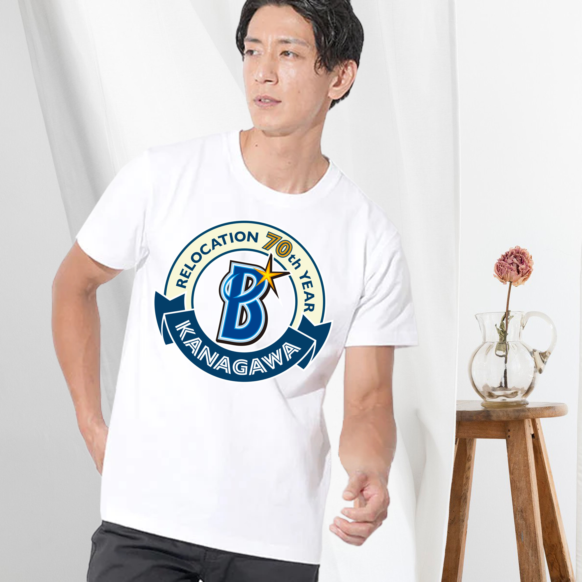 YOKOHAMA DeNA BAYSTARS KANAGAWA RELOCATION 70TH YEAR EMBLEM APPLICATION BACKGROUND Logo