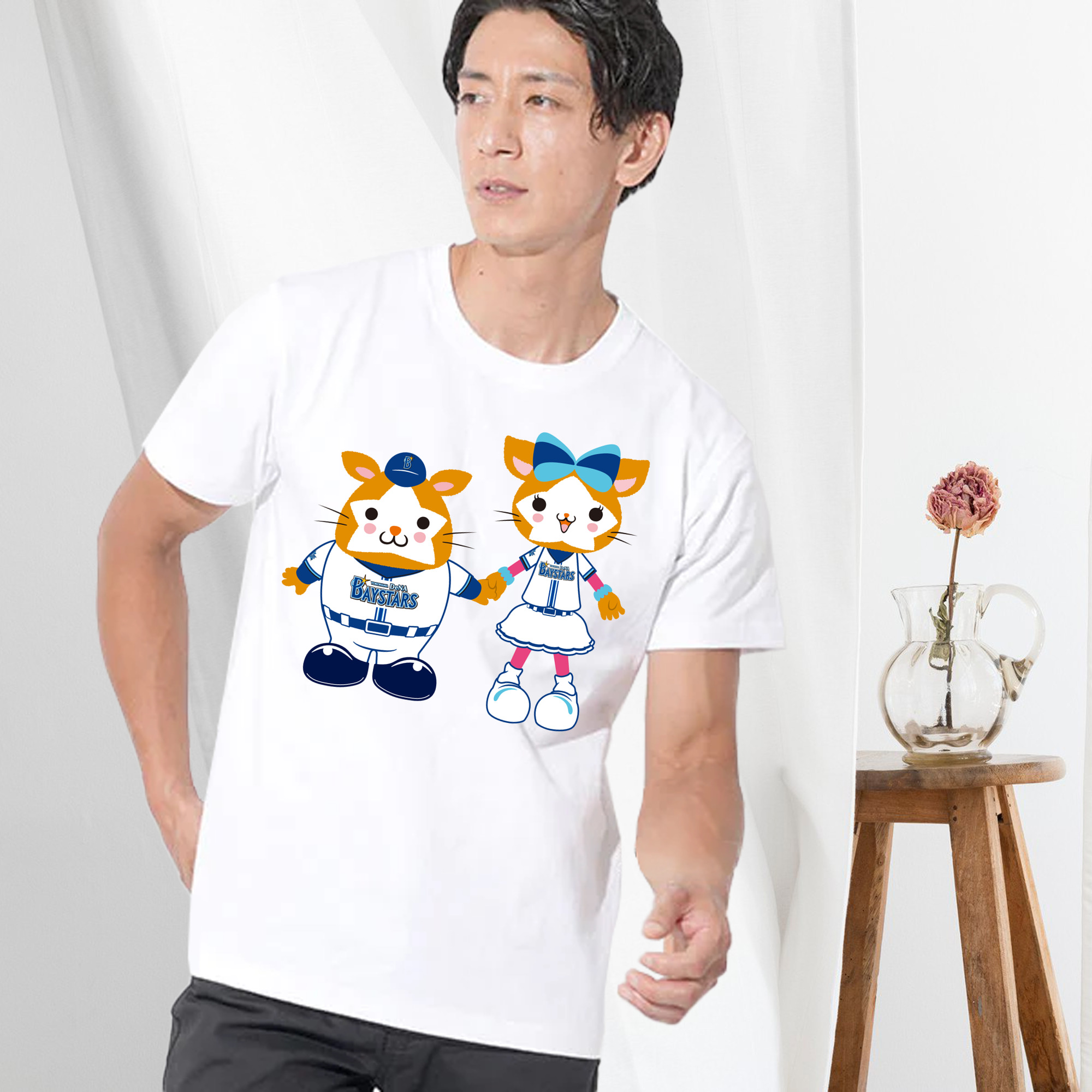 YOKOHAMA DeNA BAYSTARS MASCOT DB.STARMAN DB.KIRARA 2023 HOME UNIFORM HAND-IN-HAND Logo