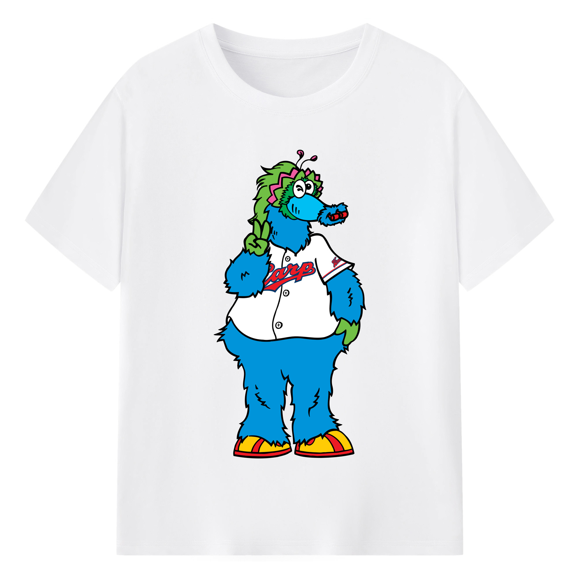 HIROSHIMA TOYO CARP MASCOT SLYLY APPLICATION WINK Yes Logo - 綿100％ 半袖Tシャツ ・ フロントプリント ・ 快適 通気性 ・ 日常使い 散歩 スポーツ用