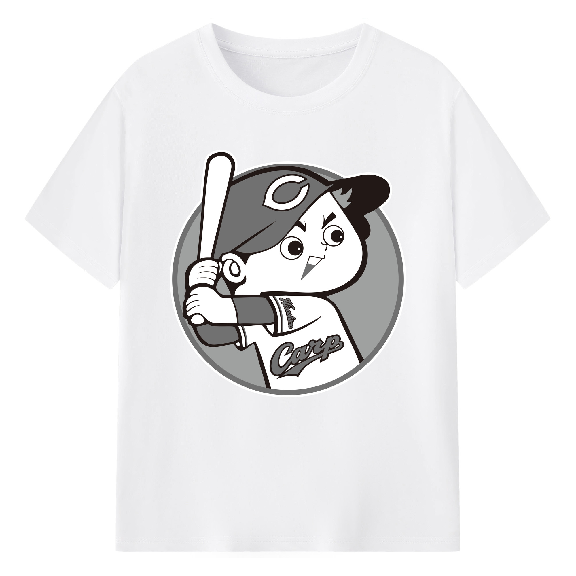 HIROSHIMA TOYO CARP EMBLEM Logo - 綿100％ 半袖Tシャツ ・ フロントプリント ・ 快適 通気性 ・ 日常使い 散歩 スポーツ用