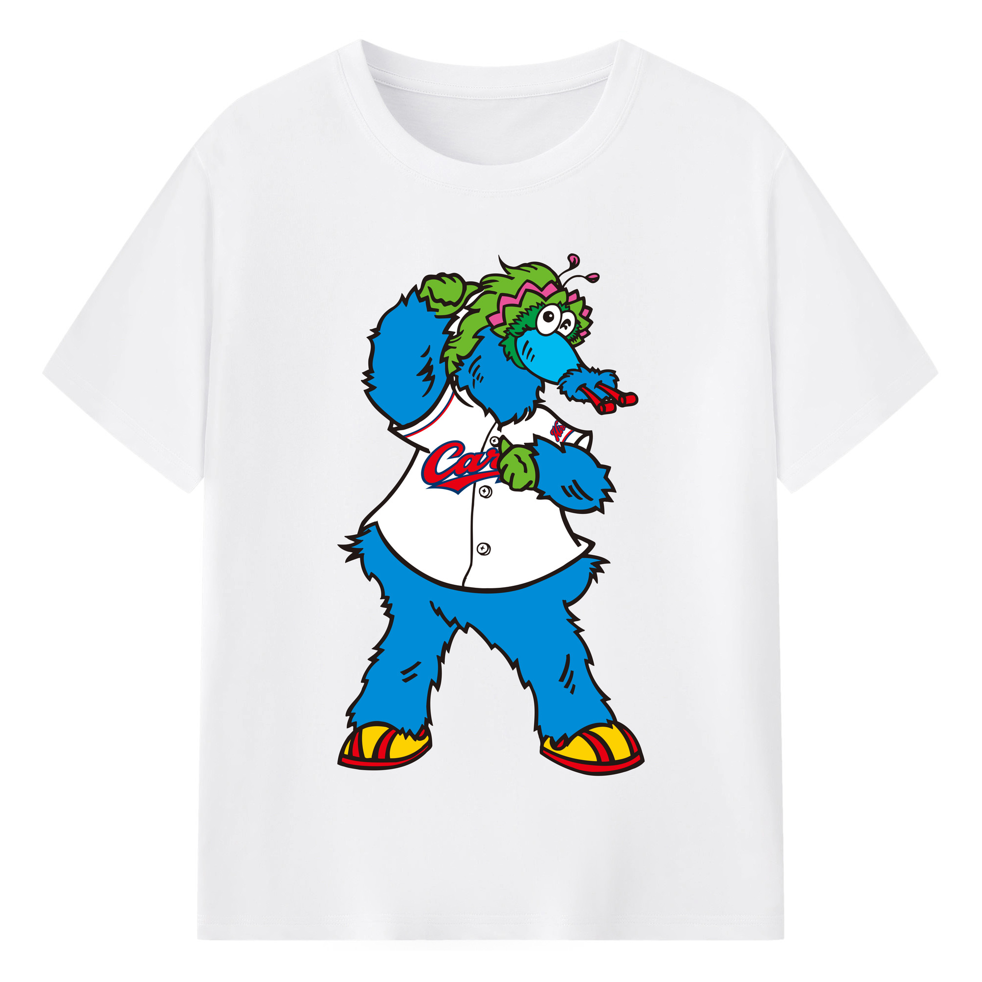 HIROSHIMA TOYO CARP MASCOT SLYLY APPLICATION FIGHTING Logo - 綿100％ 半袖Tシャツ ・ フロントプリント ・ 快適 通気性 ・ 日常使い 散歩 スポーツ用
