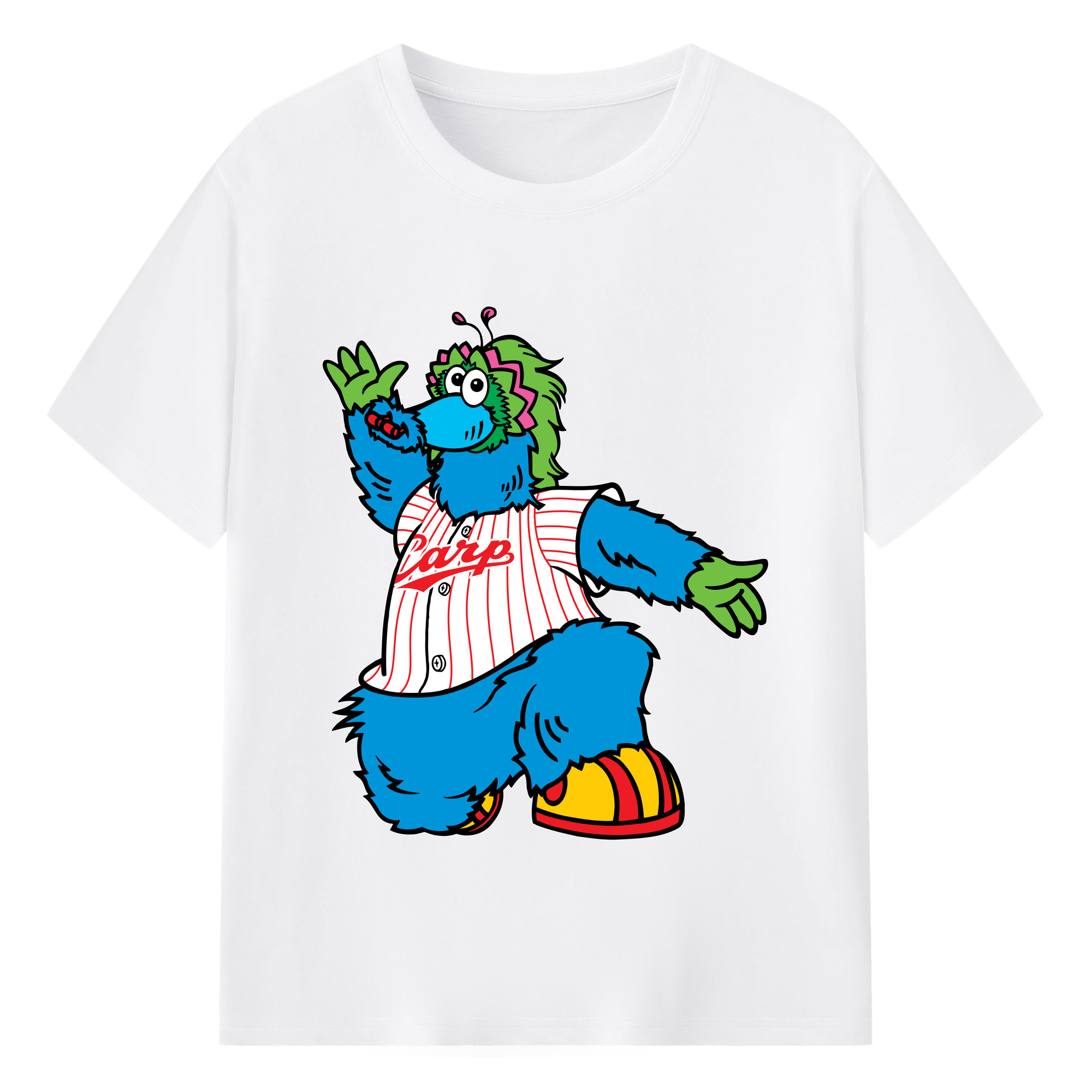 HIROSHIMA TOYO CARP MASCOT SLYLY OLD STANDING CONGRATULATIONS APPLICATION Logo - 綿100％ 半袖Tシャツ ・ フロントプリント ・ 快適 通気性 ・ 日常使い 散歩 スポーツ用