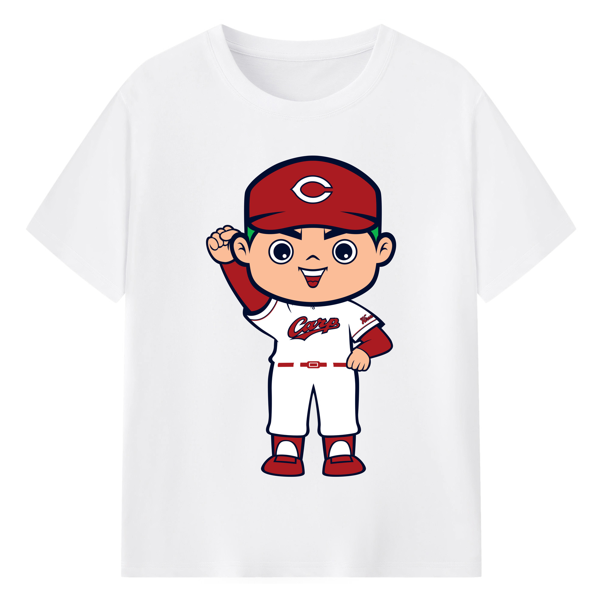 HIROSHIMA TOYO CARP MASCOT CARP BOYA 2023 HOME UNIFORM APPLICATION FIGHTING Logo - 綿100％ 半袖Tシャツ ・ フロントプリント ・ 快適 通気性 ・ 日常使い 散歩 スポーツ用