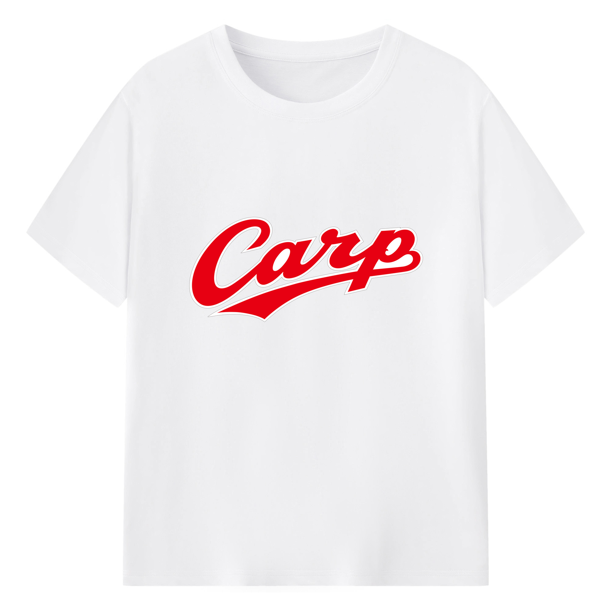 Hiroshima Toyo Carp Word Mark Logo - 綿100％ 半袖Tシャツ ・ フロントプリント ・ 快適 通気性 ・ 日常使い 散歩 スポーツ用